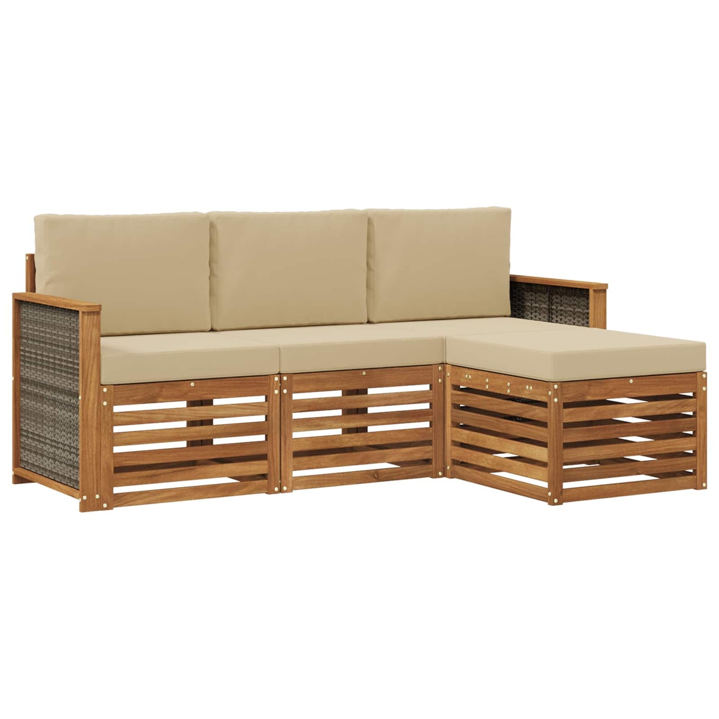 Buiten bankenset met kussen 4 pcs Natuurlijk en Beige is nu te koop bij PeponiXL, paradijselijk wonen!