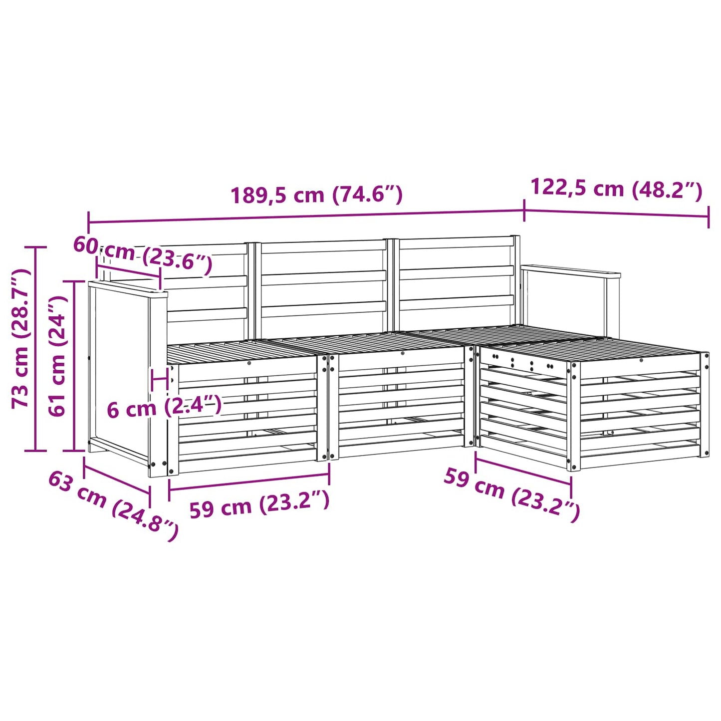 Buiten bankenset 4 pcs Naturel is nu te koop bij PeponiXL, paradijselijk wonen!