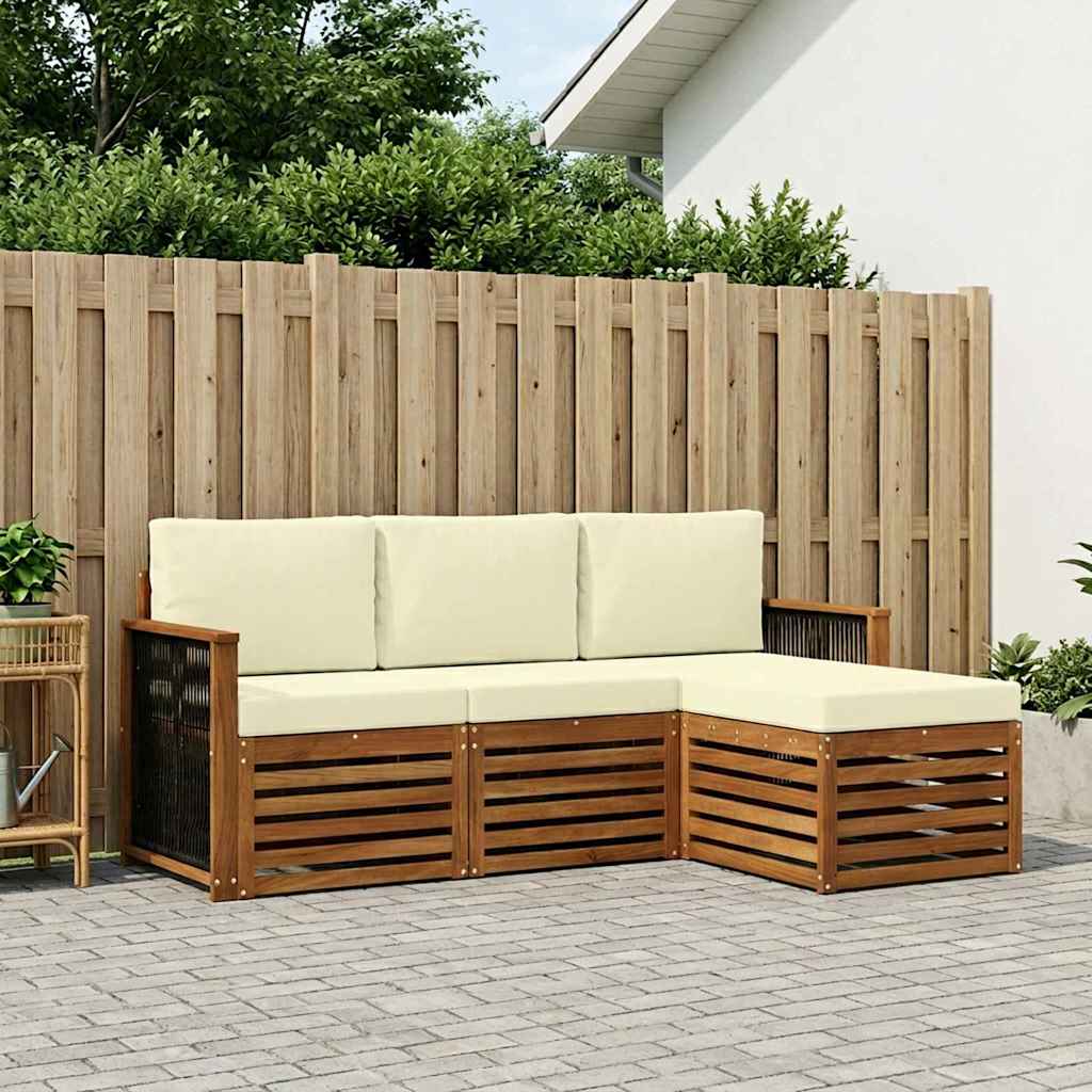 Buiten bankenset met kussen 4 pcs Natuurlijk en Crème is nu te koop bij PeponiXL, paradijselijk wonen!