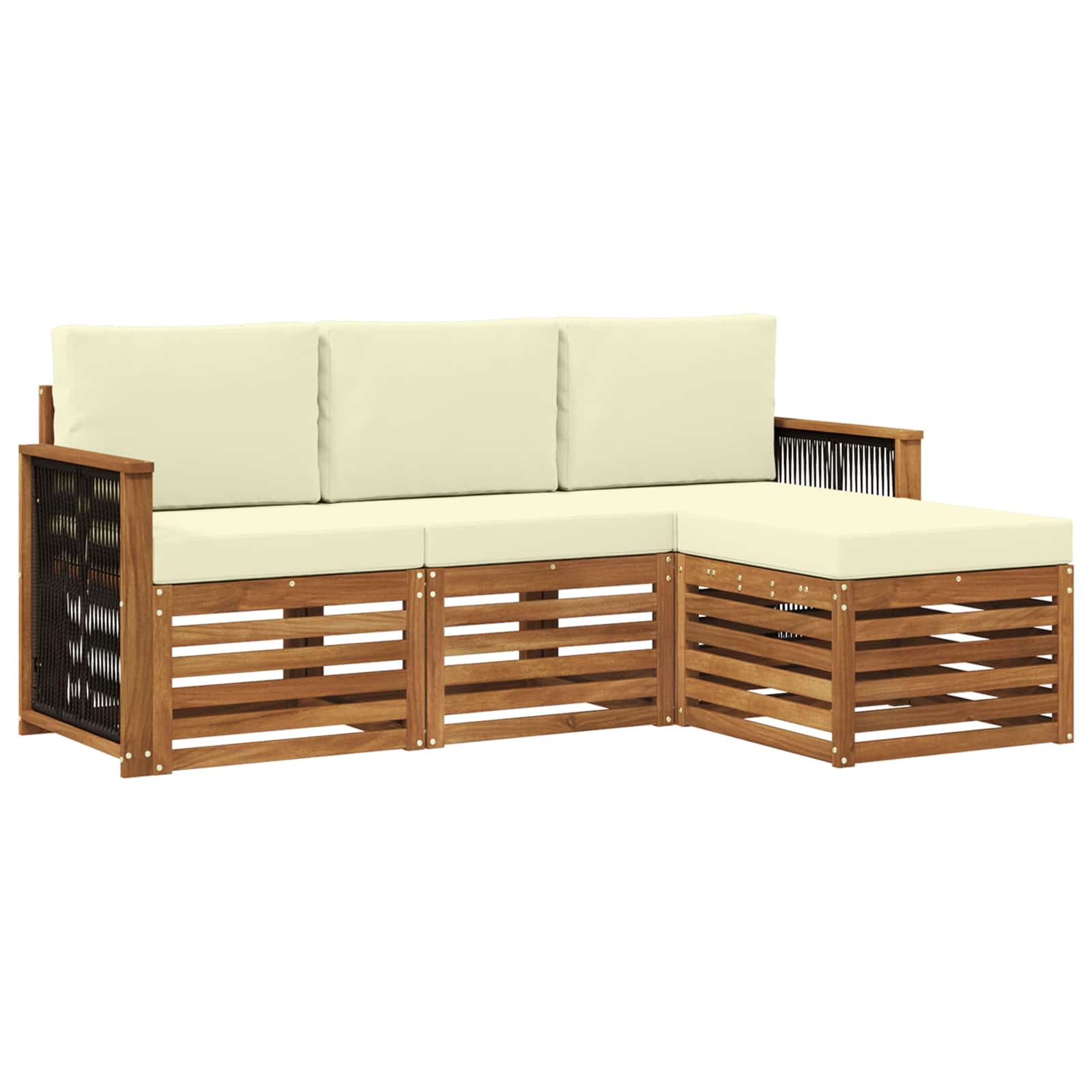 Buiten bankenset met kussen 4 pcs Natuurlijk en Crème is nu te koop bij PeponiXL, paradijselijk wonen!