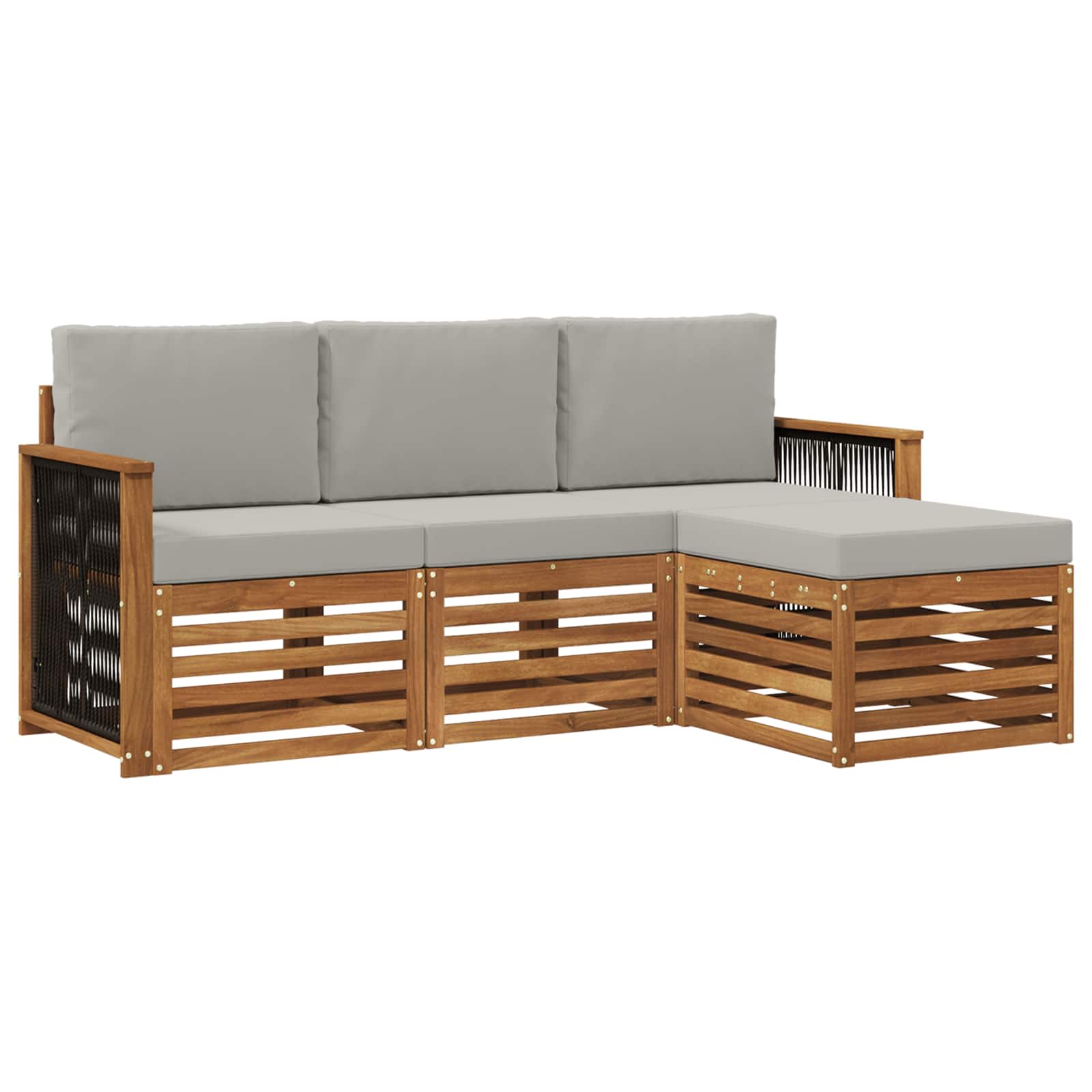 Buiten bankenset met kussen 4 pcs Naturel en lichtgrijs is nu te koop bij PeponiXL, paradijselijk wonen!