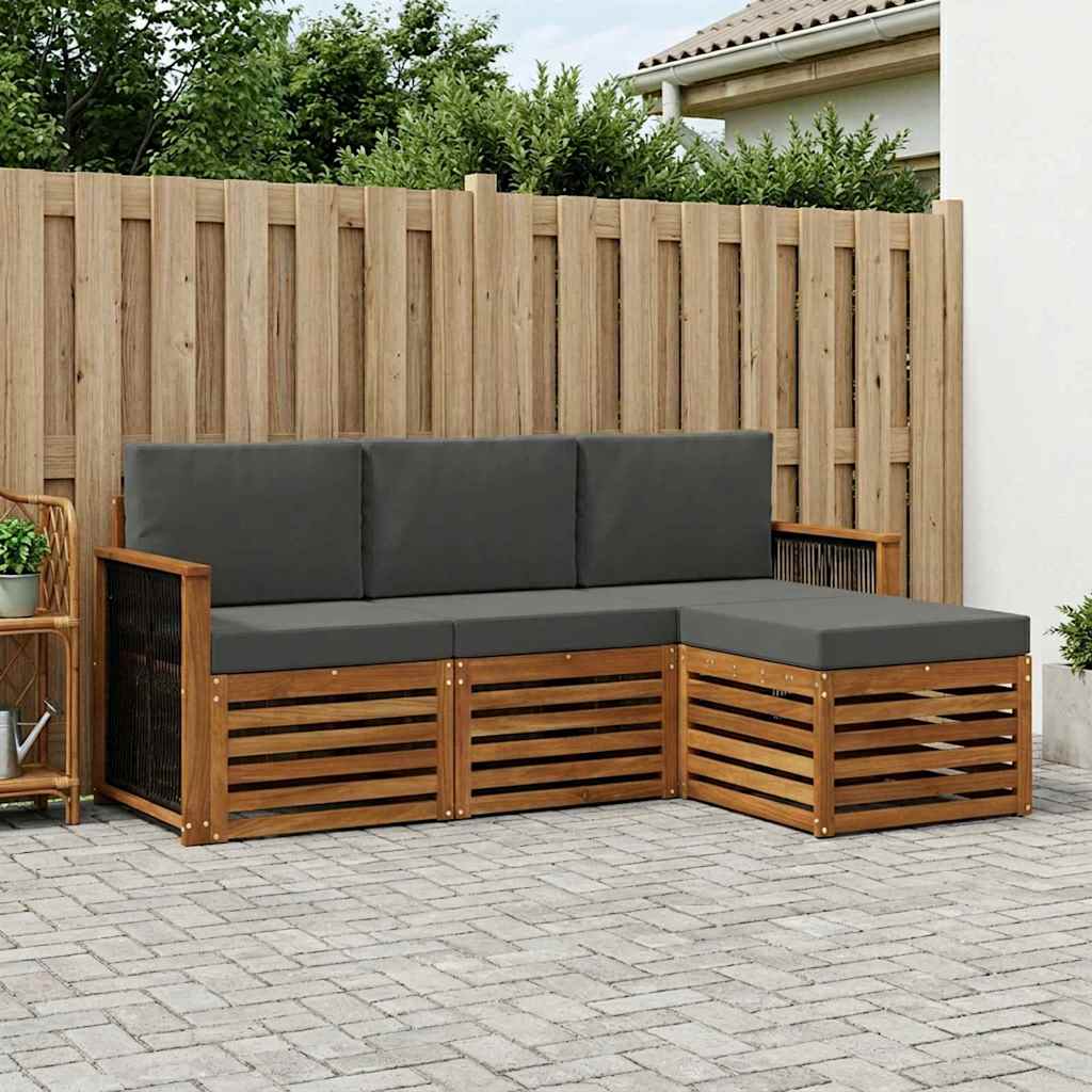 Buiten bankenset met kussen 4 pcs Natuurlijk en Antraciet is nu te koop bij PeponiXL, paradijselijk wonen!