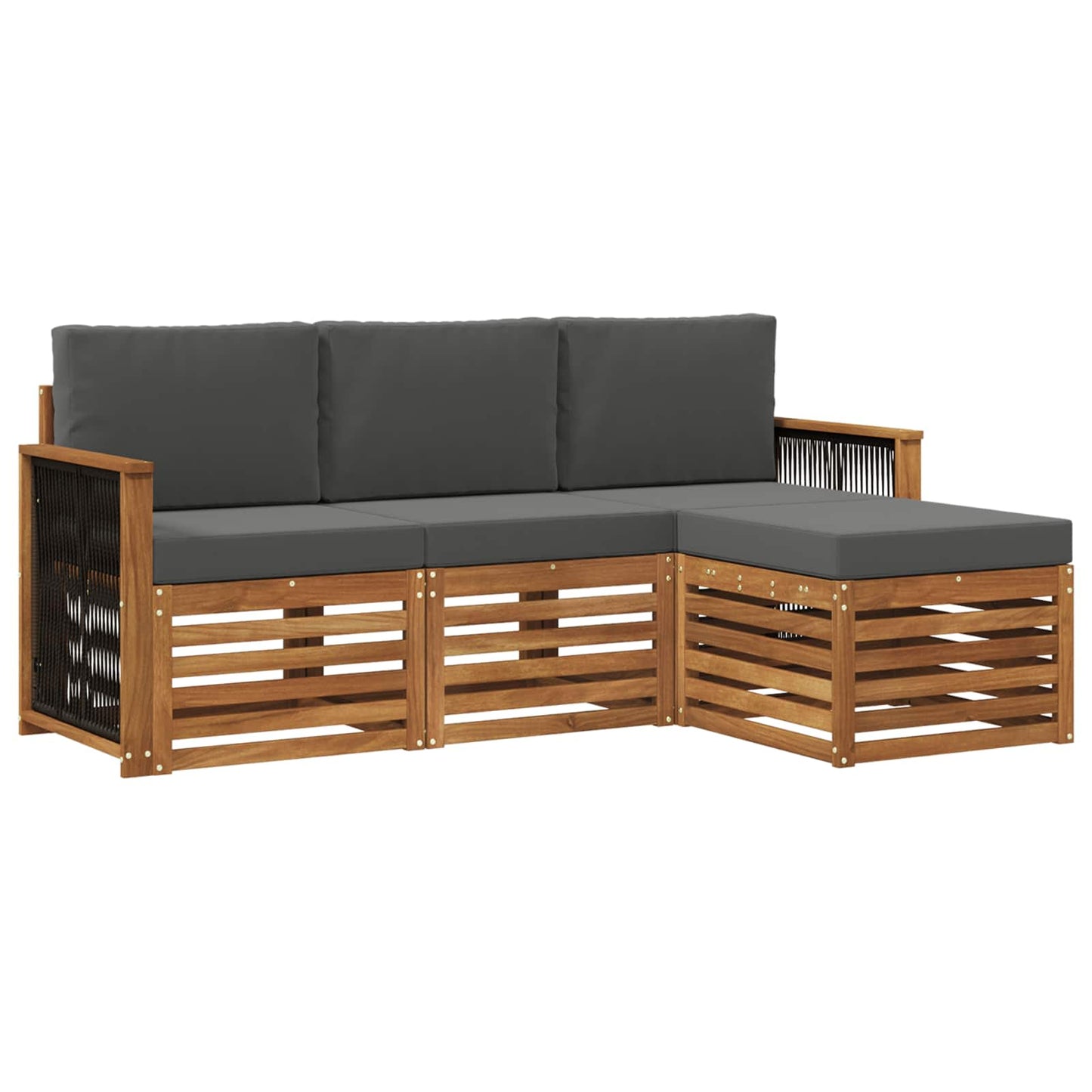 Buiten bankenset met kussen 4 pcs Natuurlijk en Antraciet is nu te koop bij PeponiXL, paradijselijk wonen!