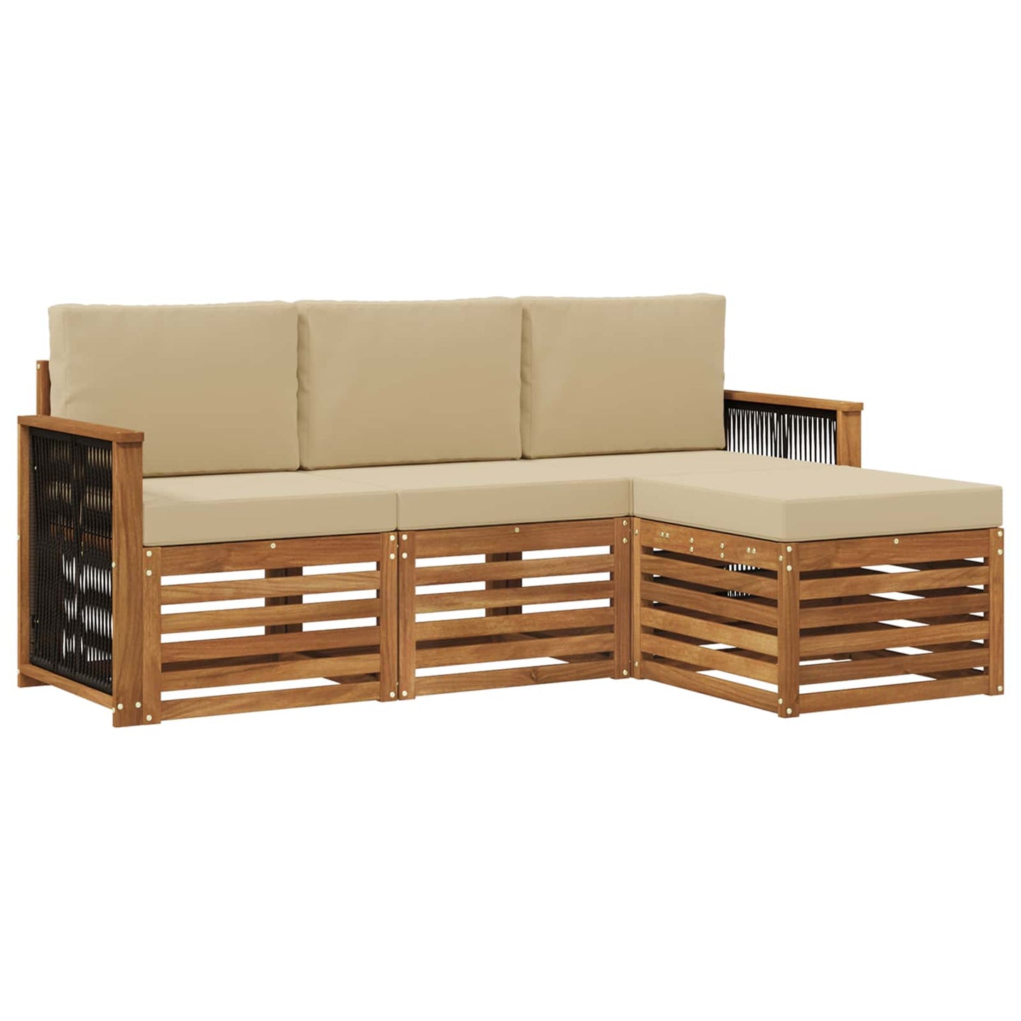 Buiten bankenset met kussen 4 pcs Natuurlijk en Beige is nu te koop bij PeponiXL, paradijselijk wonen!