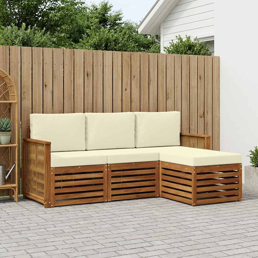Buiten bankenset met kussen 4 pcs Natuurlijk en Crème is nu te koop bij PeponiXL, paradijselijk wonen!