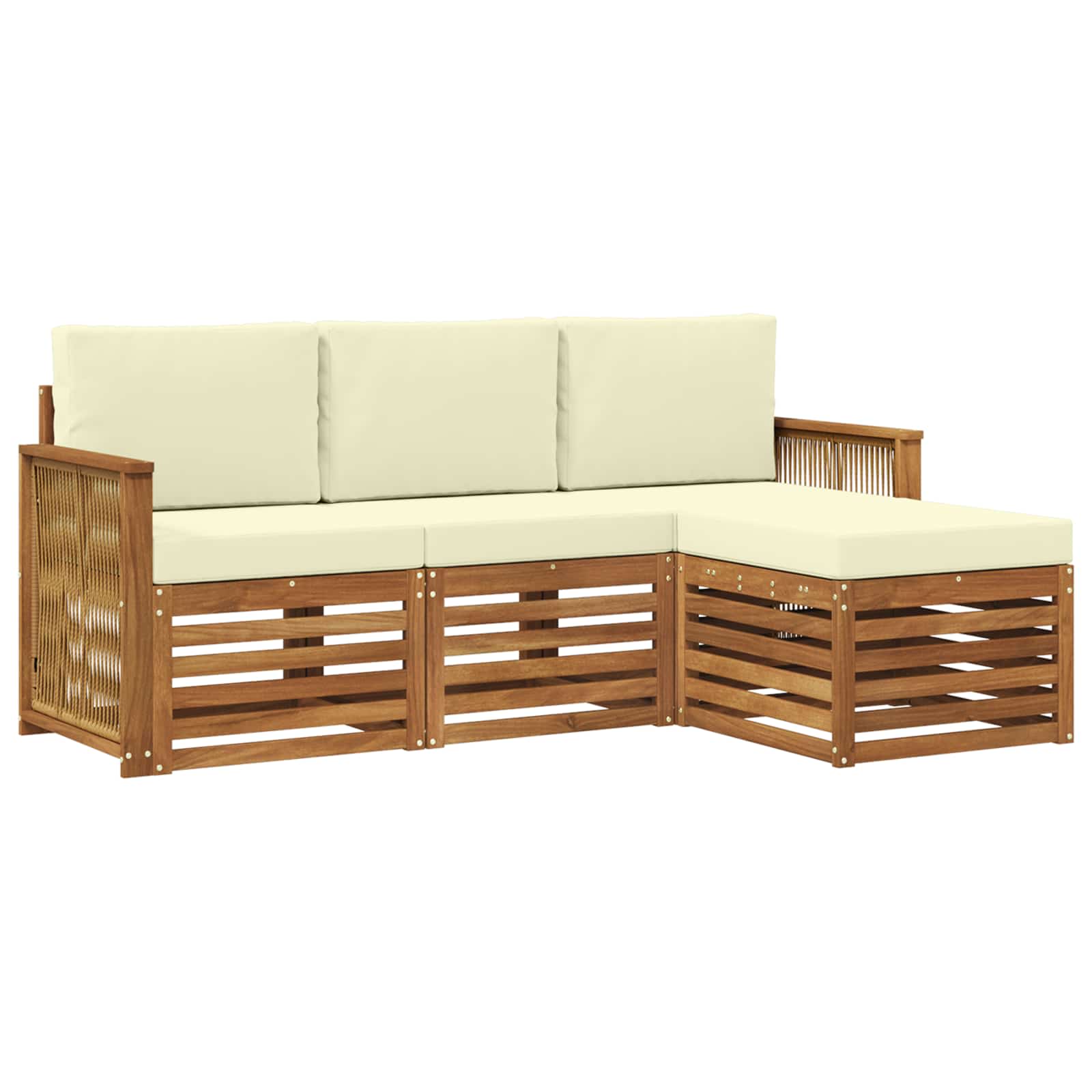 Buiten bankenset met kussen 4 pcs Natuurlijk en Crème is nu te koop bij PeponiXL, paradijselijk wonen!