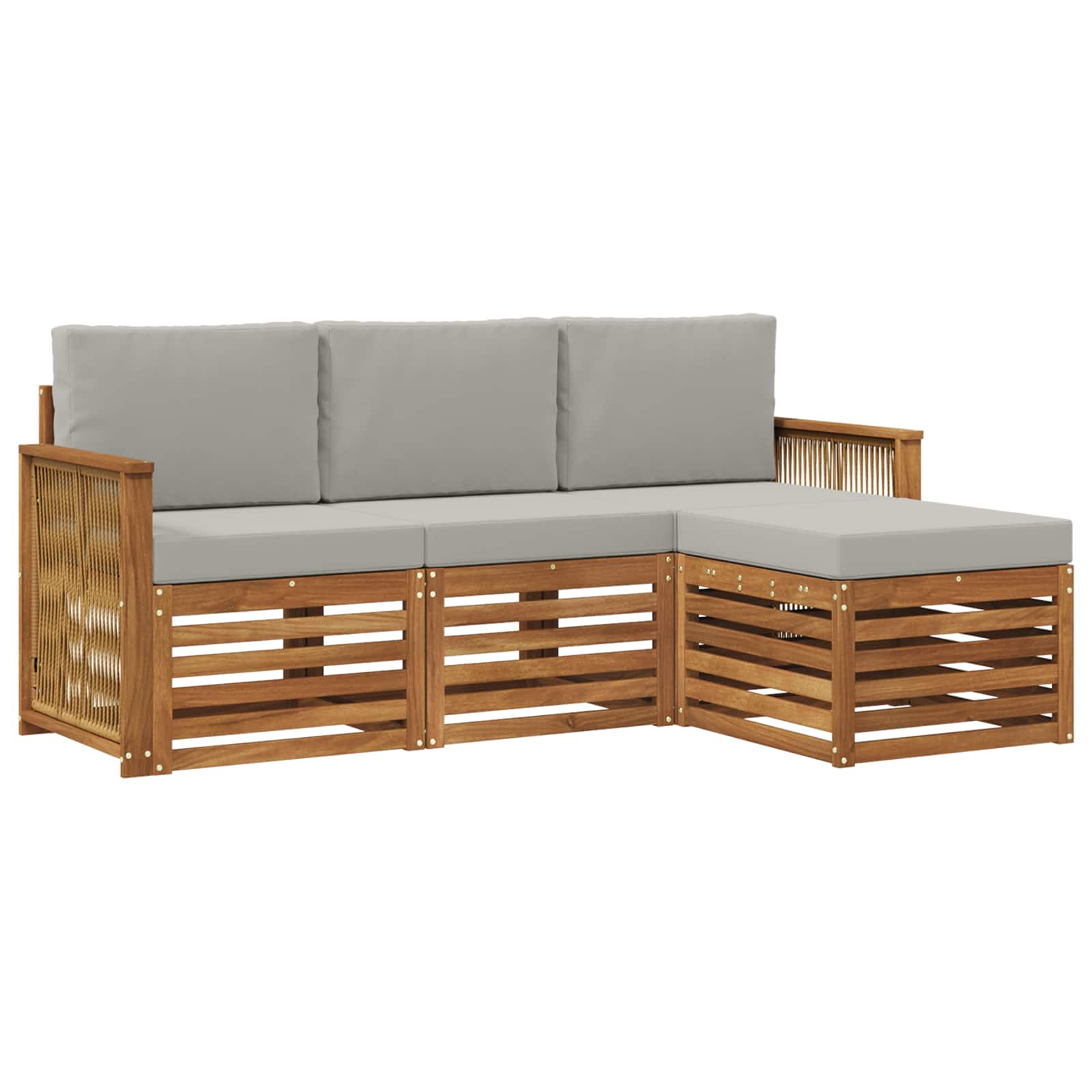 Buiten bankenset met kussen 4 pcs Naturel en lichtgrijs is nu te koop bij PeponiXL, paradijselijk wonen!