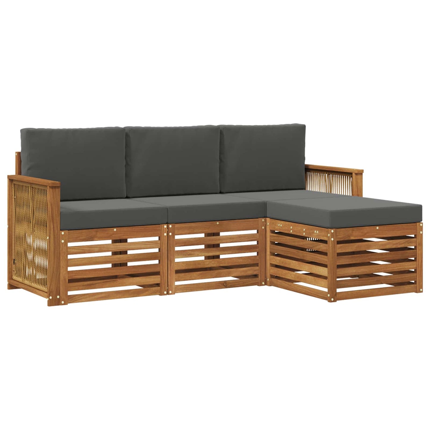 Buiten bankenset met kussen 4 pcs Natuurlijk en Antraciet is nu te koop bij PeponiXL, paradijselijk wonen!