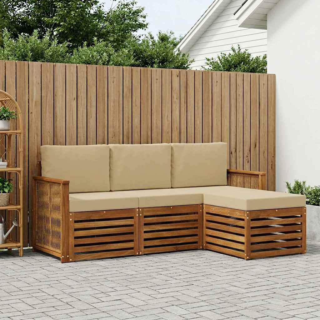 Buiten bankenset met kussen 4 pcs Natuurlijk en Beige is nu te koop bij PeponiXL, paradijselijk wonen!