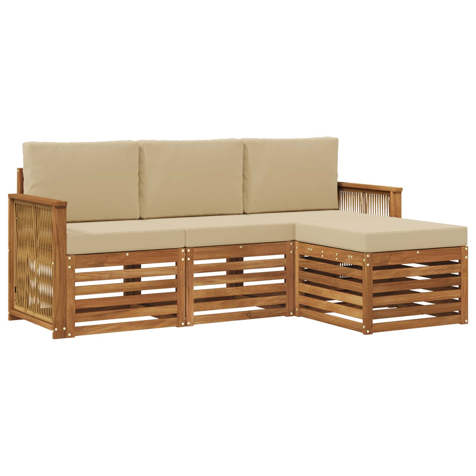 Buiten bankenset met kussen 4 pcs Natuurlijk en Beige is nu te koop bij PeponiXL, paradijselijk wonen!