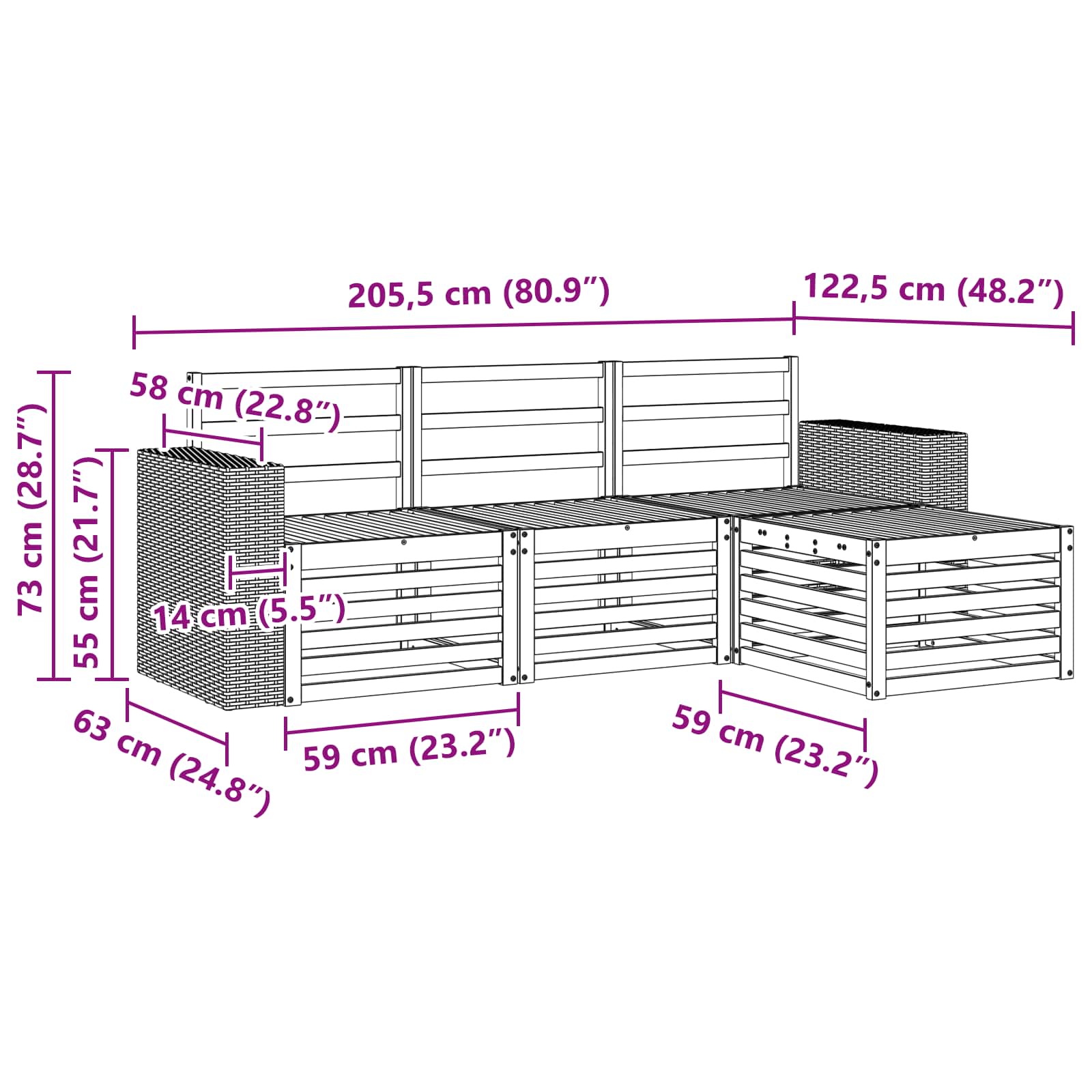Buiten bankenset 4 pcs Naturel is nu te koop bij PeponiXL, paradijselijk wonen!
