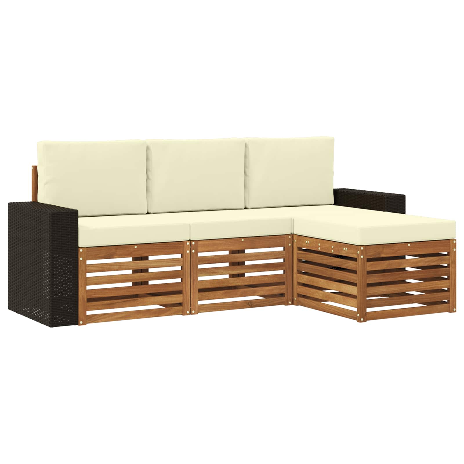 Buiten bankenset met kussen 4 pcs Natuurlijk en Crème is nu te koop bij PeponiXL, paradijselijk wonen!