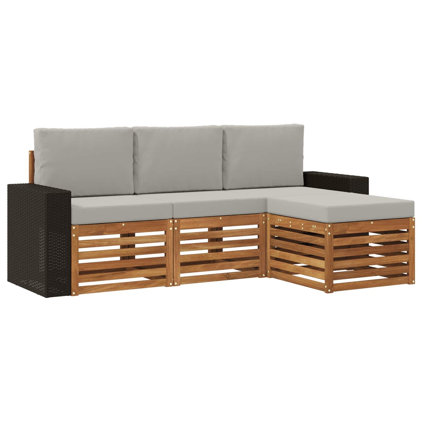 Buiten bankenset met kussen 4 pcs Naturel en lichtgrijs is nu te koop bij PeponiXL, paradijselijk wonen!