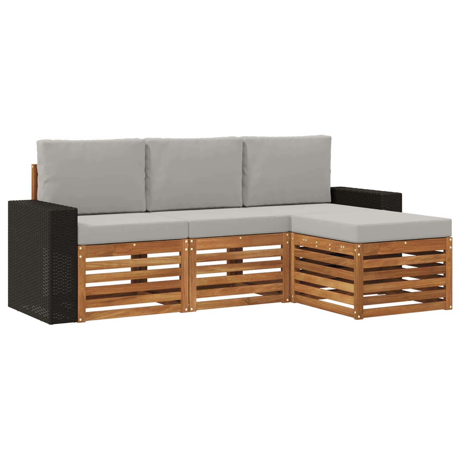 Buiten bankenset met kussen 4 pcs Naturel en lichtgrijs is nu te koop bij PeponiXL, paradijselijk wonen!
