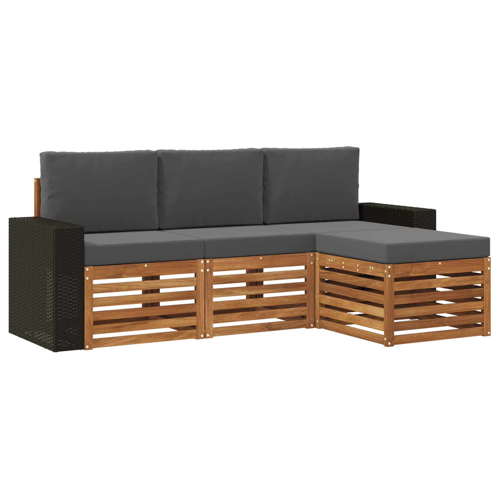 Buiten bankenset met kussen 4 pcs Natuurlijk en Antraciet is nu te koop bij PeponiXL, paradijselijk wonen!