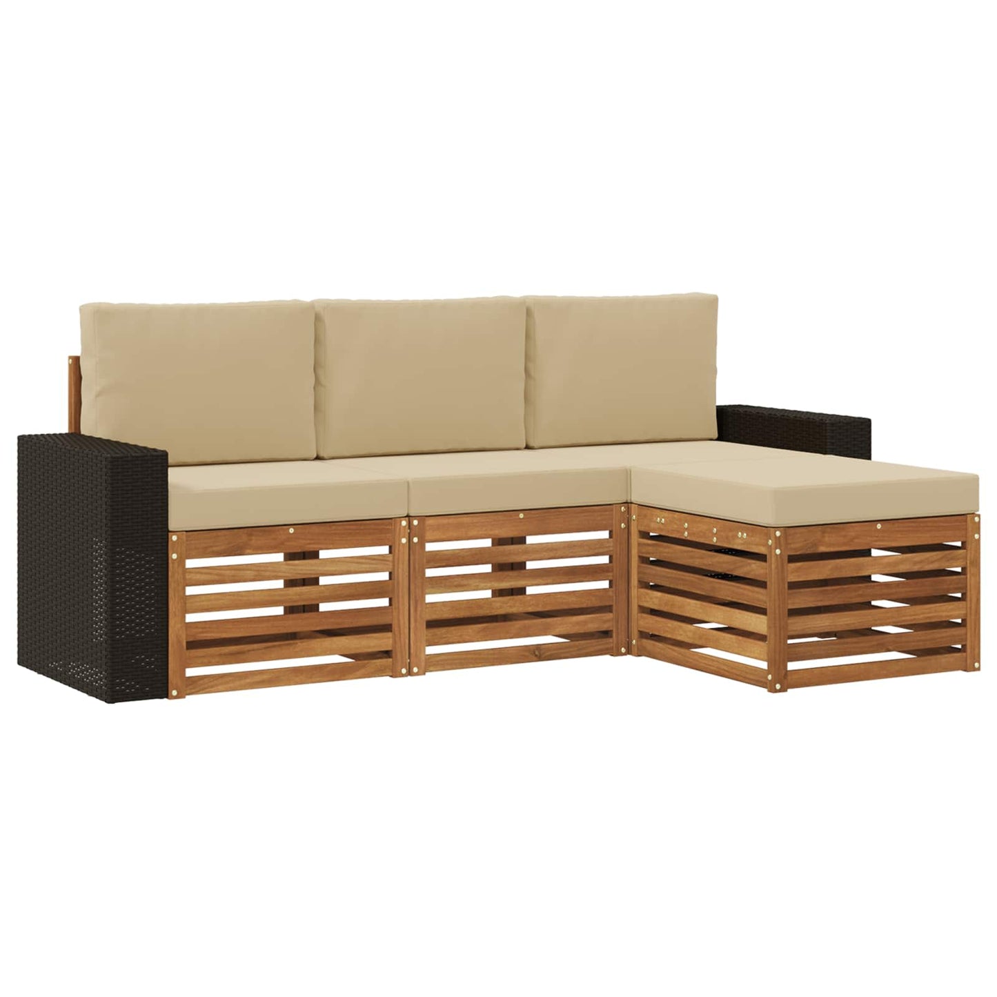 Buiten bankenset met kussen 4 pcs Natuurlijk en Beige is nu te koop bij PeponiXL, paradijselijk wonen!