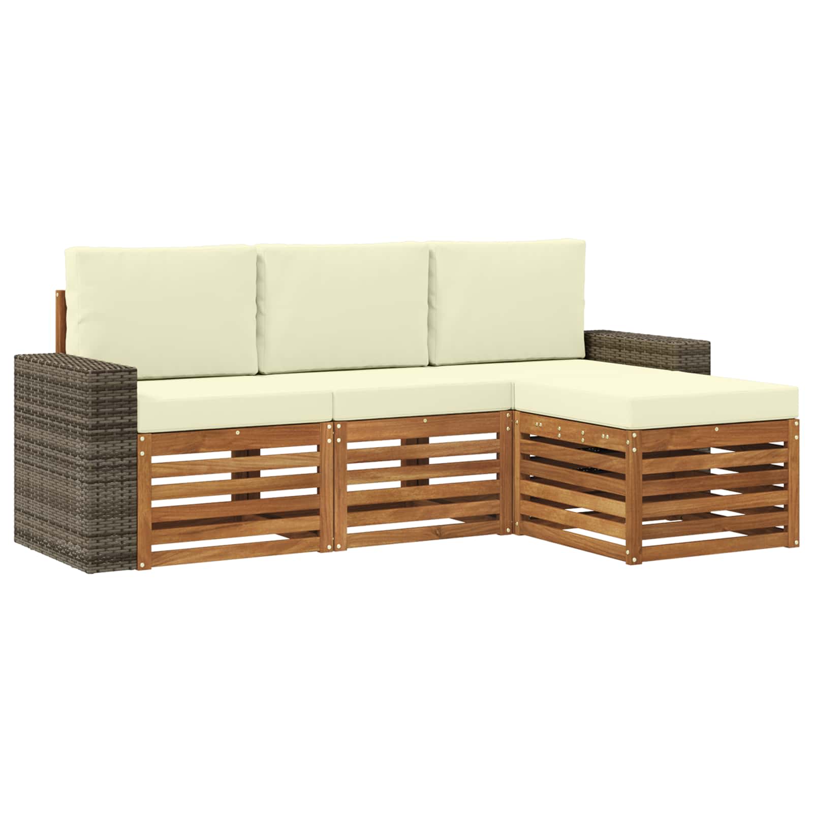 Buiten bankenset met kussen 4 pcs Natuurlijk en Crème is nu te koop bij PeponiXL, paradijselijk wonen!