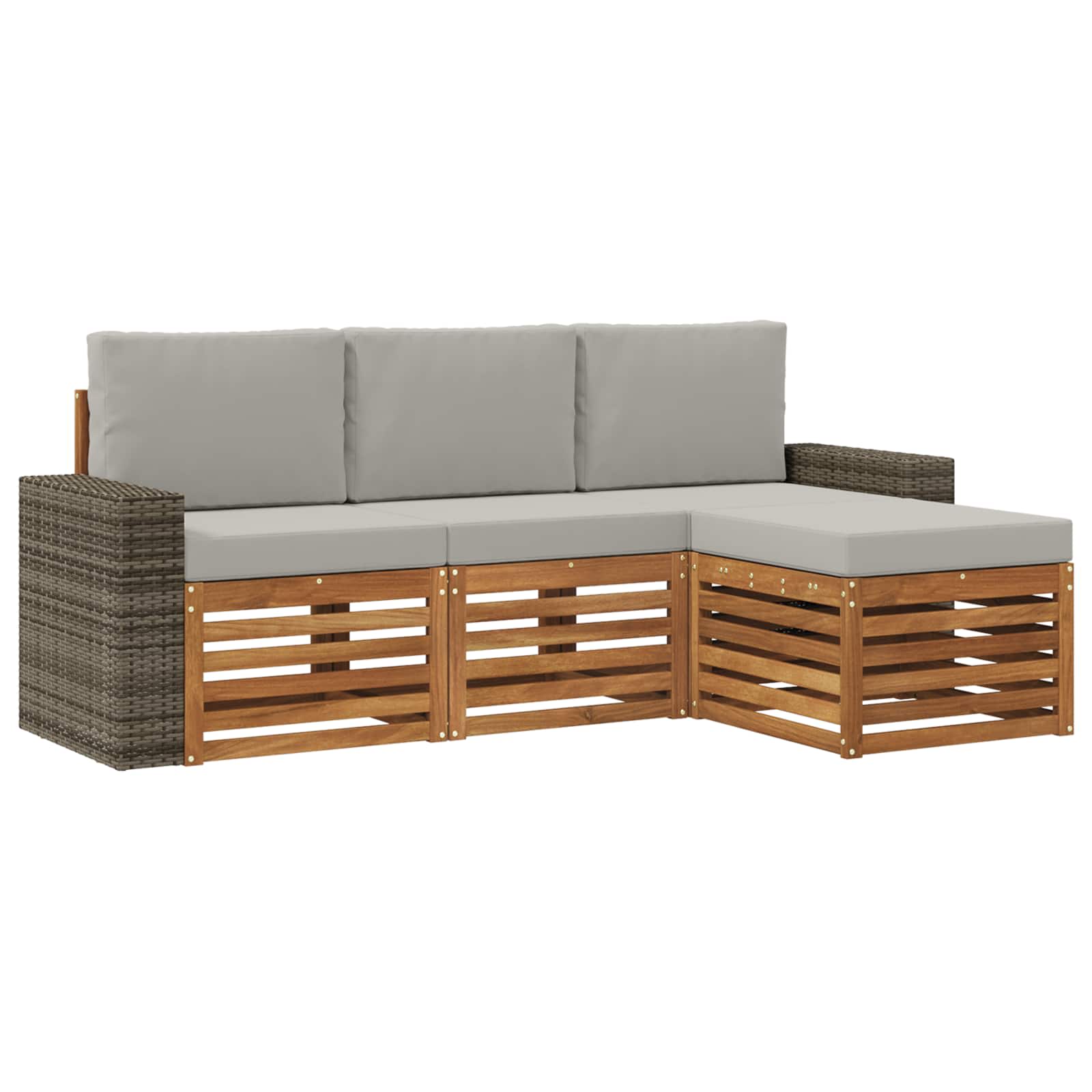 Buiten bankenset met kussen 4 pcs Naturel en lichtgrijs is nu te koop bij PeponiXL, paradijselijk wonen!
