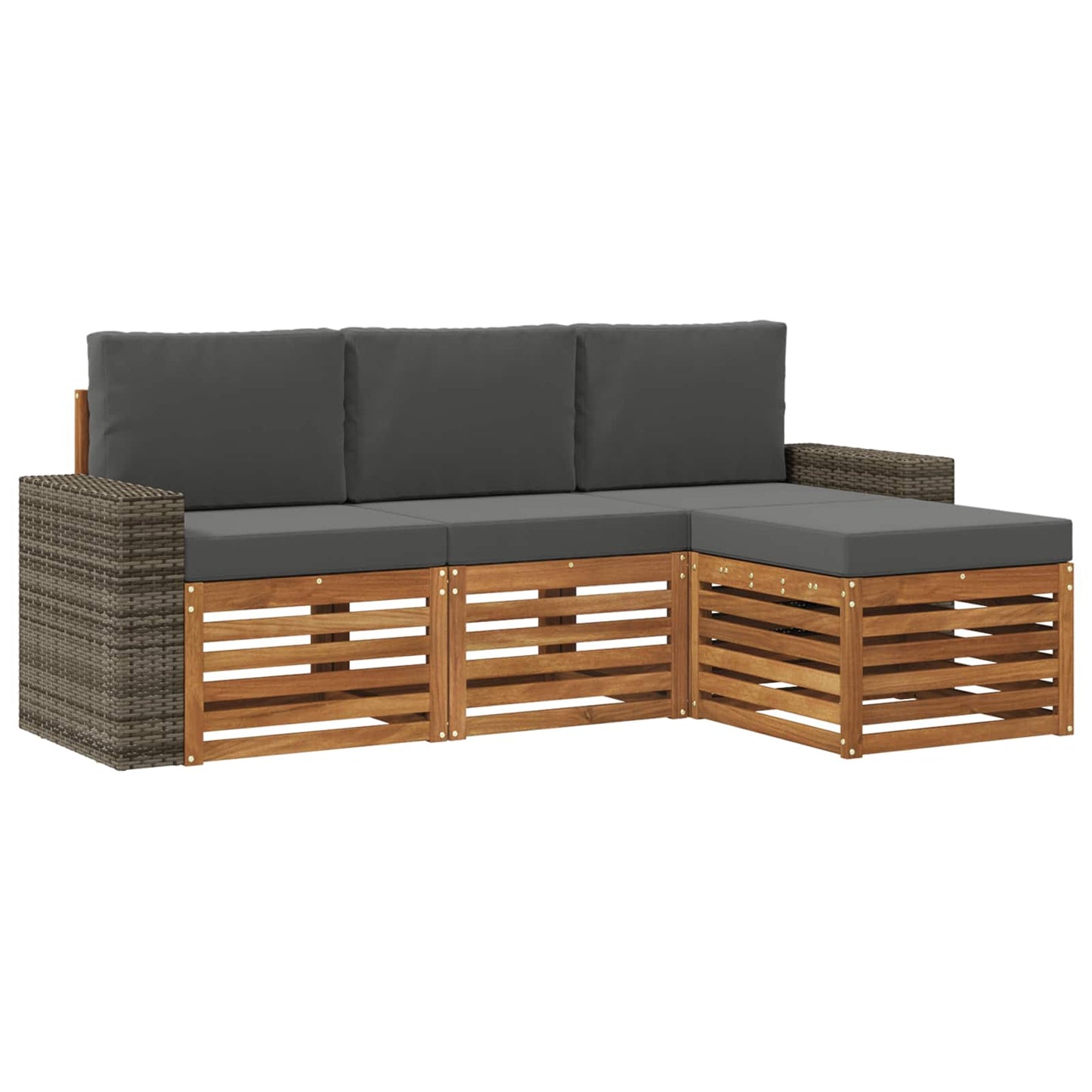 Buiten bankenset met kussen 4 pcs Natuurlijk en Antraciet is nu te koop bij PeponiXL, paradijselijk wonen!