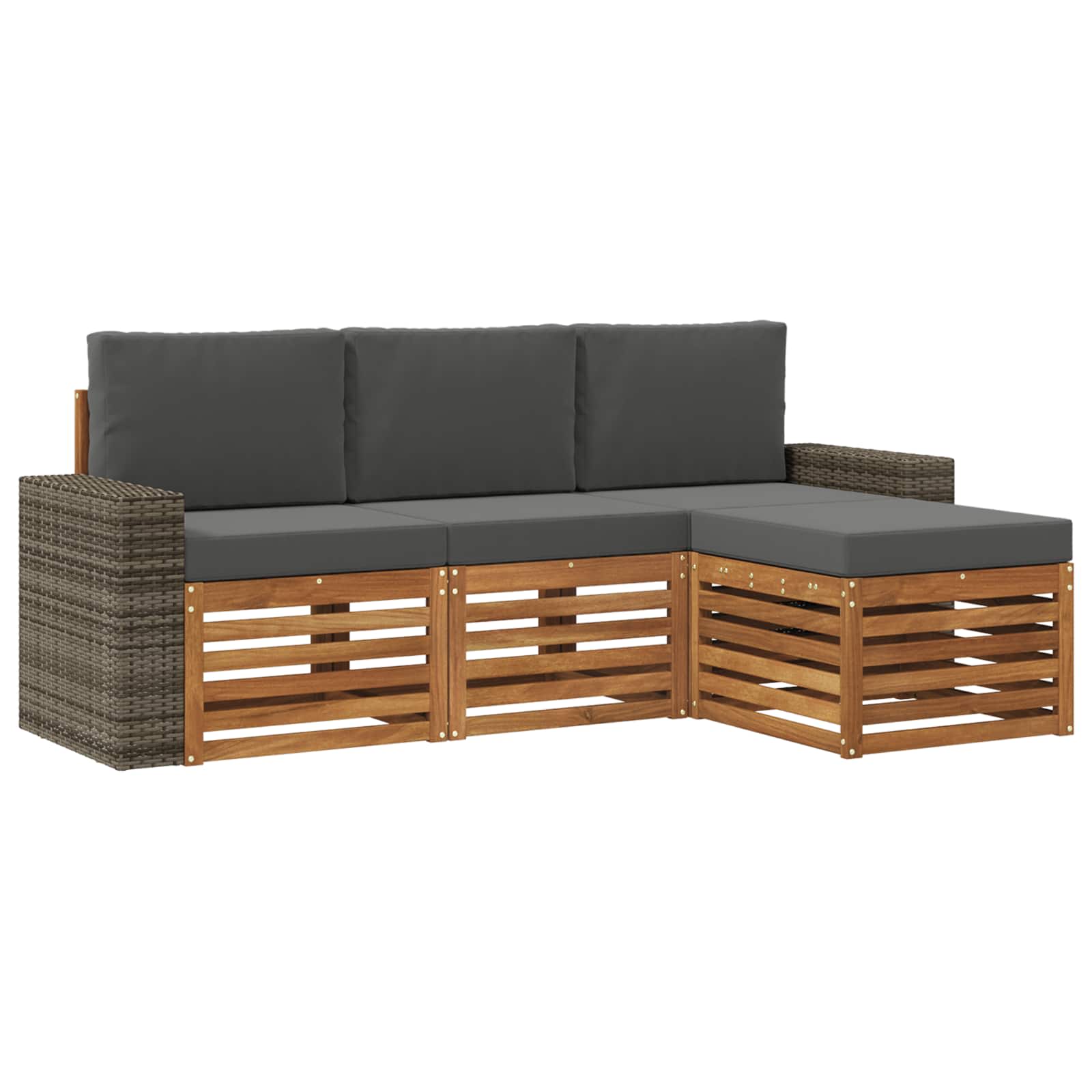 Buiten bankenset met kussen 4 pcs Natuurlijk en Antraciet is nu te koop bij PeponiXL, paradijselijk wonen!