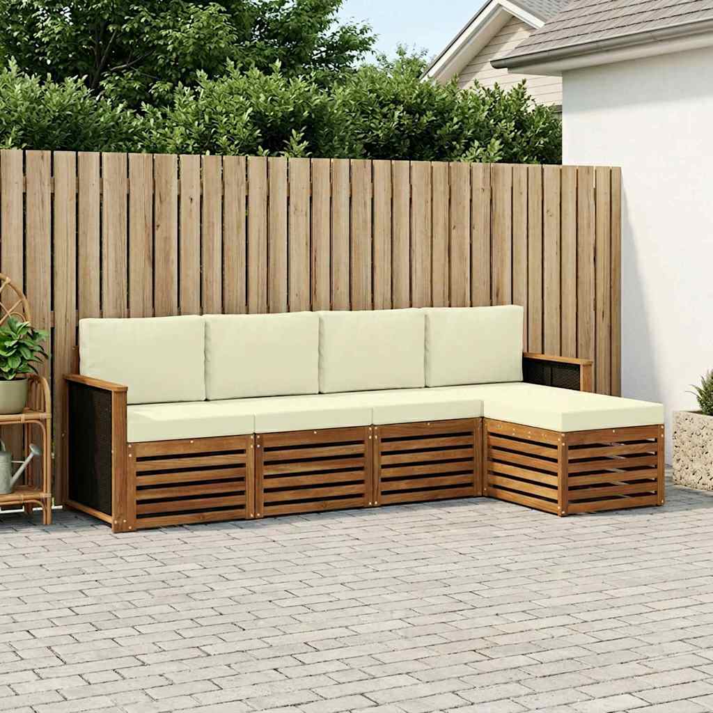 Buiten bankenset met kussen 5 pcs Natuurlijk en Crème is nu te koop bij PeponiXL, paradijselijk wonen!