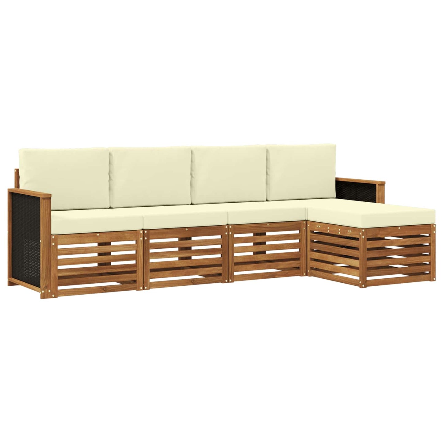 Buiten bankenset met kussen 5 pcs Natuurlijk en Crème is nu te koop bij PeponiXL, paradijselijk wonen!