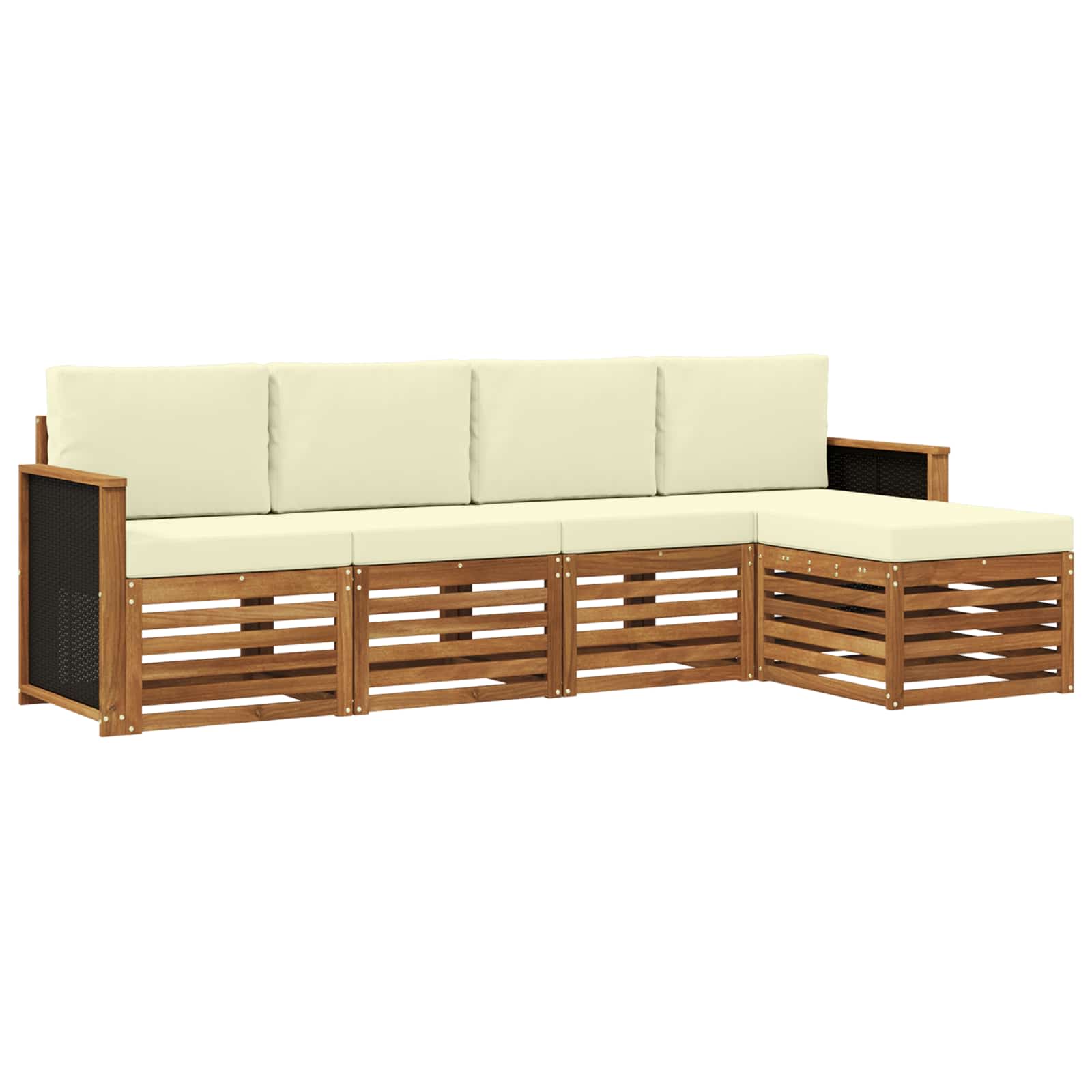 Buiten bankenset met kussen 5 pcs Natuurlijk en Crème is nu te koop bij PeponiXL, paradijselijk wonen!