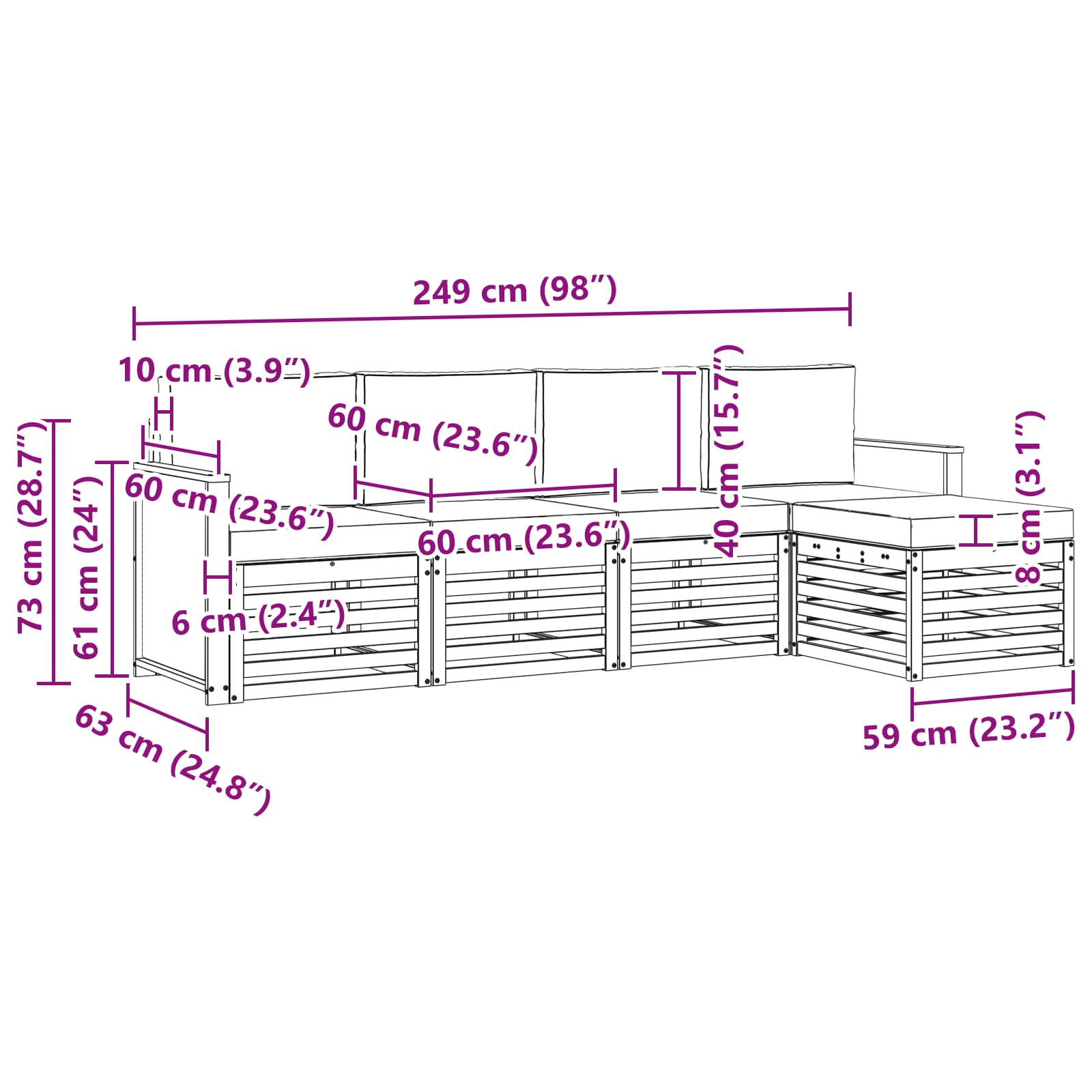 Buiten bankenset met kussen 5 pcs Natuurlijk en Crème is nu te koop bij PeponiXL, paradijselijk wonen!
