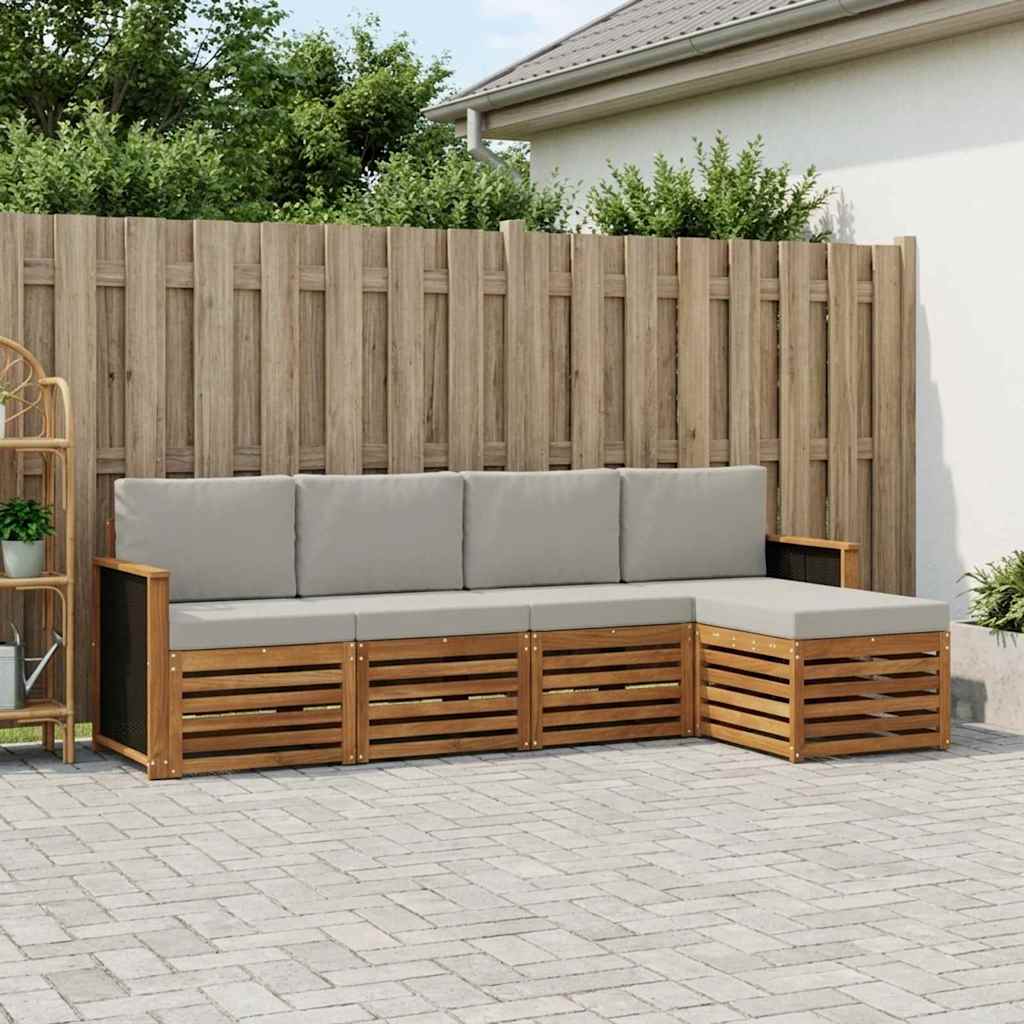 Buiten bankenset met kussen 5 pcs Naturel en lichtgrijs is nu te koop bij PeponiXL, paradijselijk wonen!