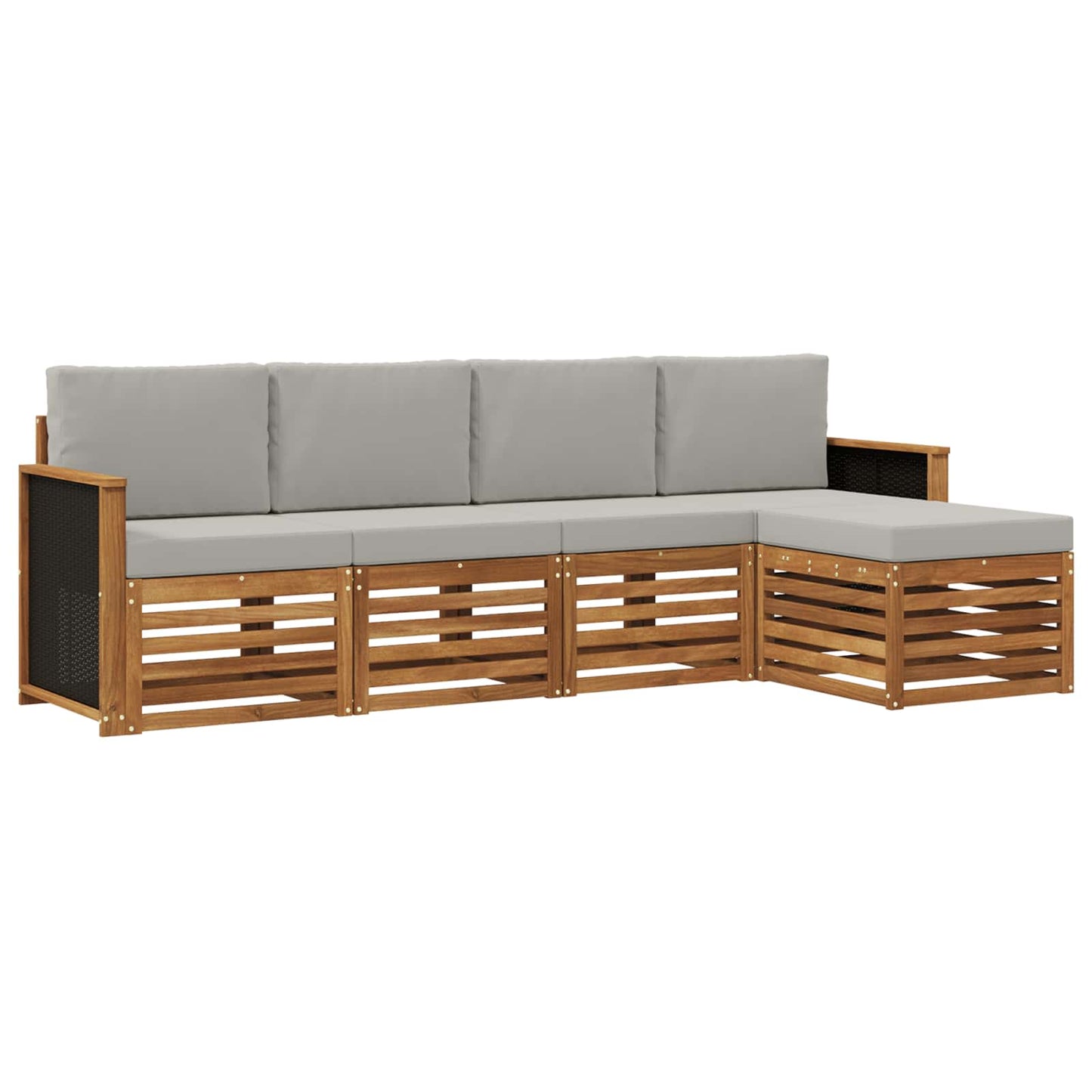 Buiten bankenset met kussen 5 pcs Naturel en lichtgrijs is nu te koop bij PeponiXL, paradijselijk wonen!