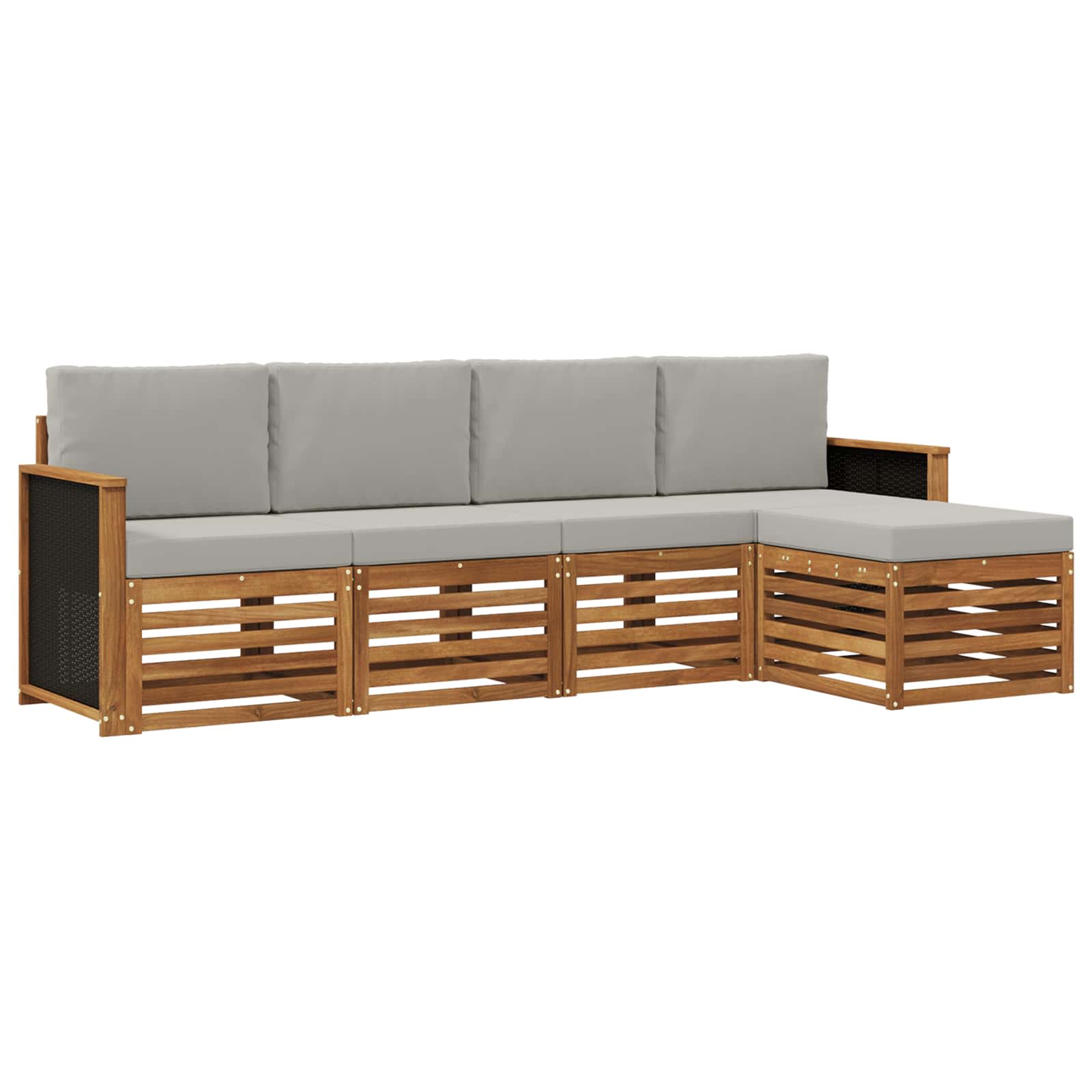 Buiten bankenset met kussen 5 pcs Naturel en lichtgrijs is nu te koop bij PeponiXL, paradijselijk wonen!