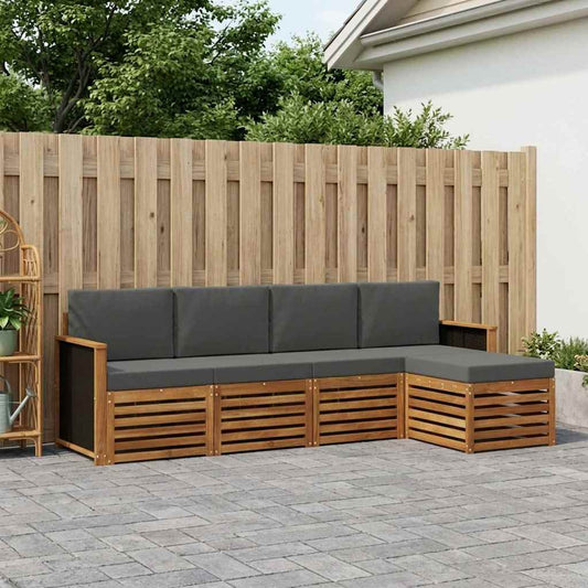 Buiten bankenset met kussen 5 pcs Natuurlijk en Antraciet is nu te koop bij PeponiXL, paradijselijk wonen!