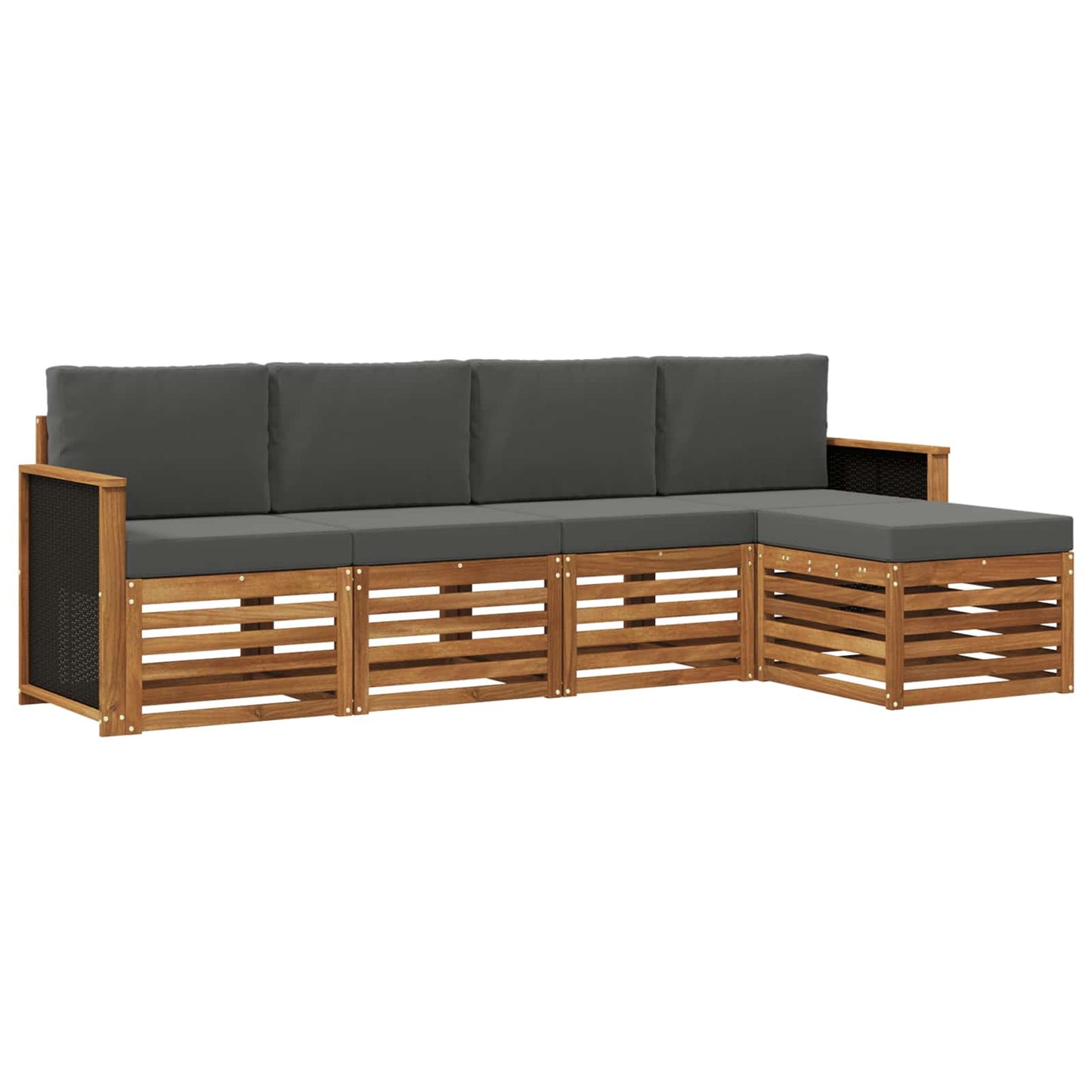 Buiten bankenset met kussen 5 pcs Natuurlijk en Antraciet is nu te koop bij PeponiXL, paradijselijk wonen!