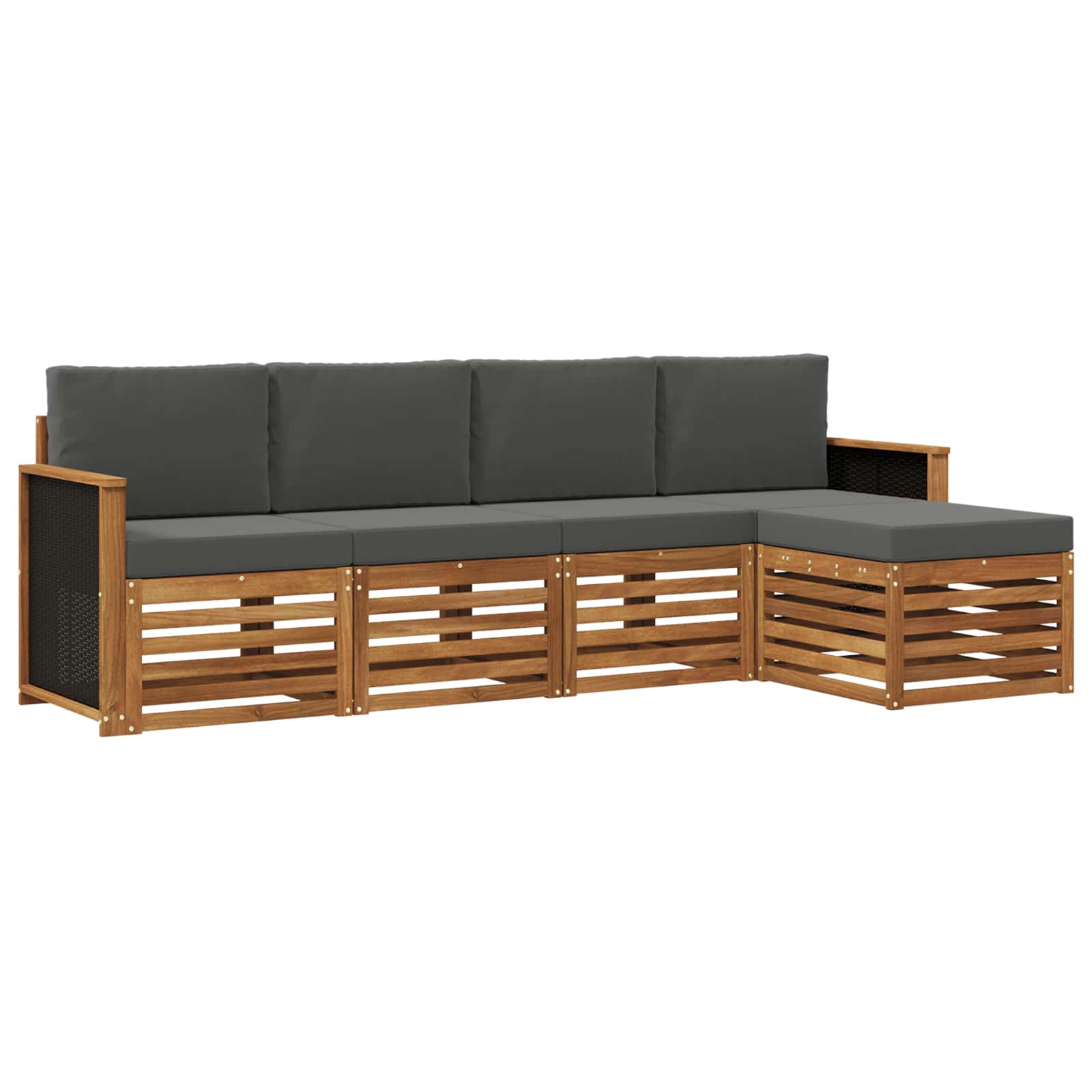 Buiten bankenset met kussen 5 pcs Natuurlijk en Antraciet is nu te koop bij PeponiXL, paradijselijk wonen!