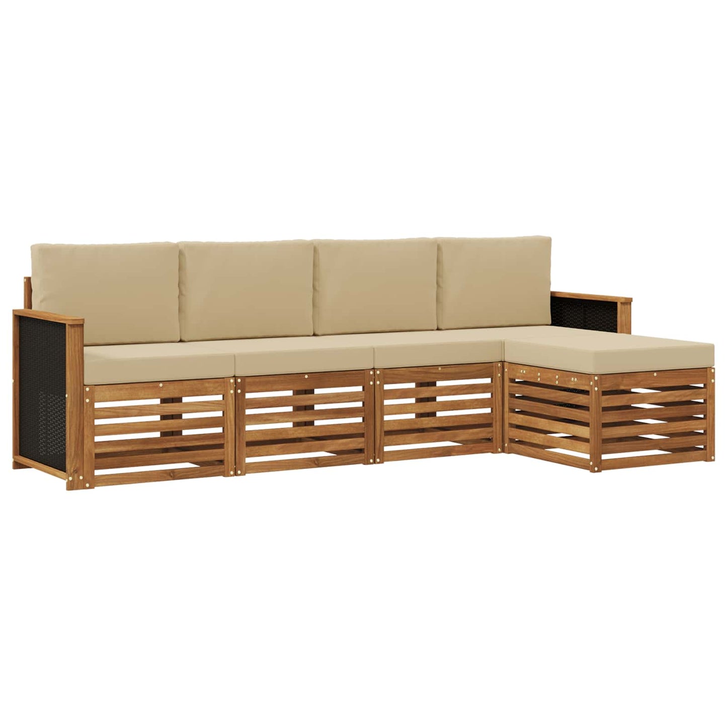 Buiten bankenset met kussen 5 pcs Natuurlijk en Beige is nu te koop bij PeponiXL, paradijselijk wonen!