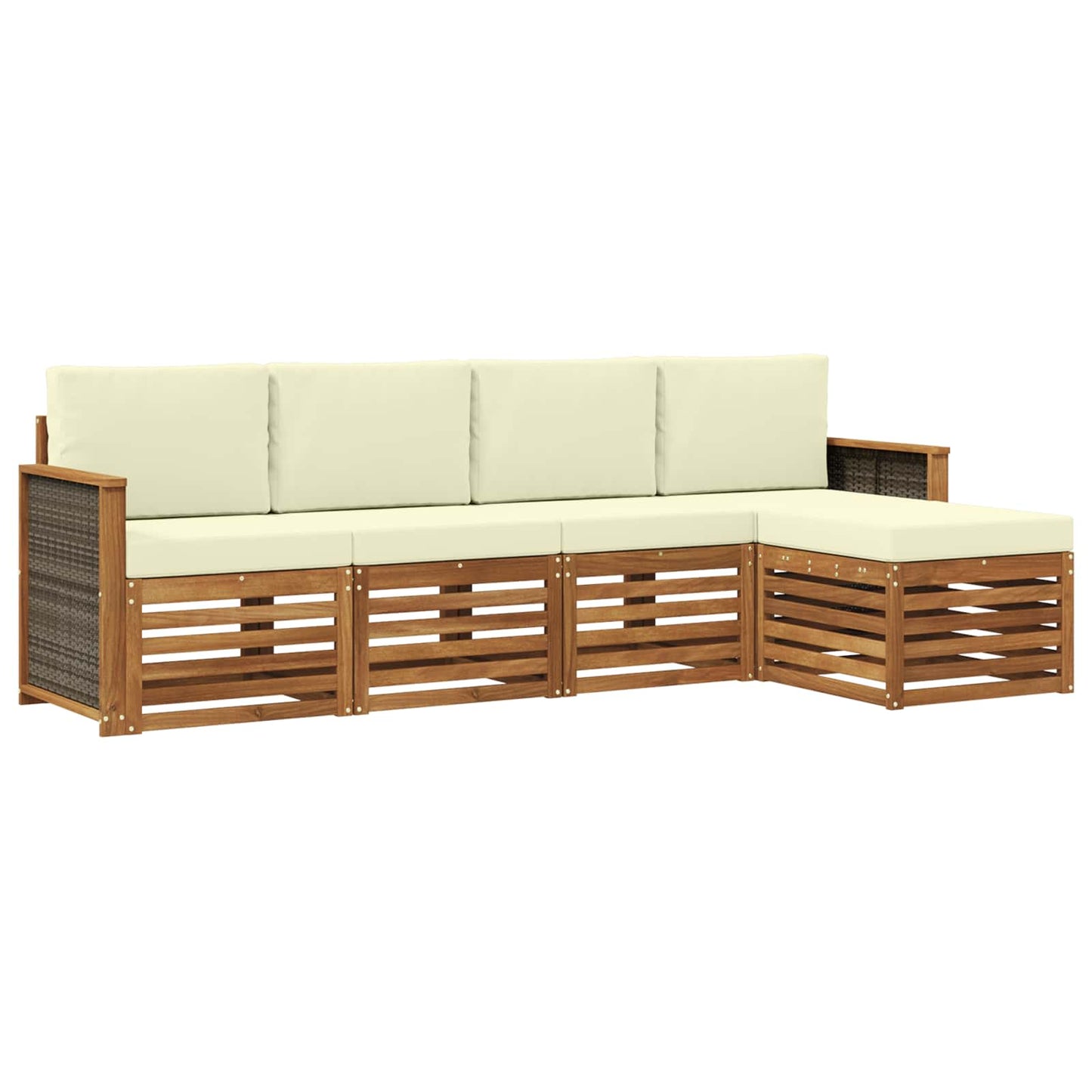 Buiten bankenset met kussen 5 pcs Natuurlijk en Crème is nu te koop bij PeponiXL, paradijselijk wonen!