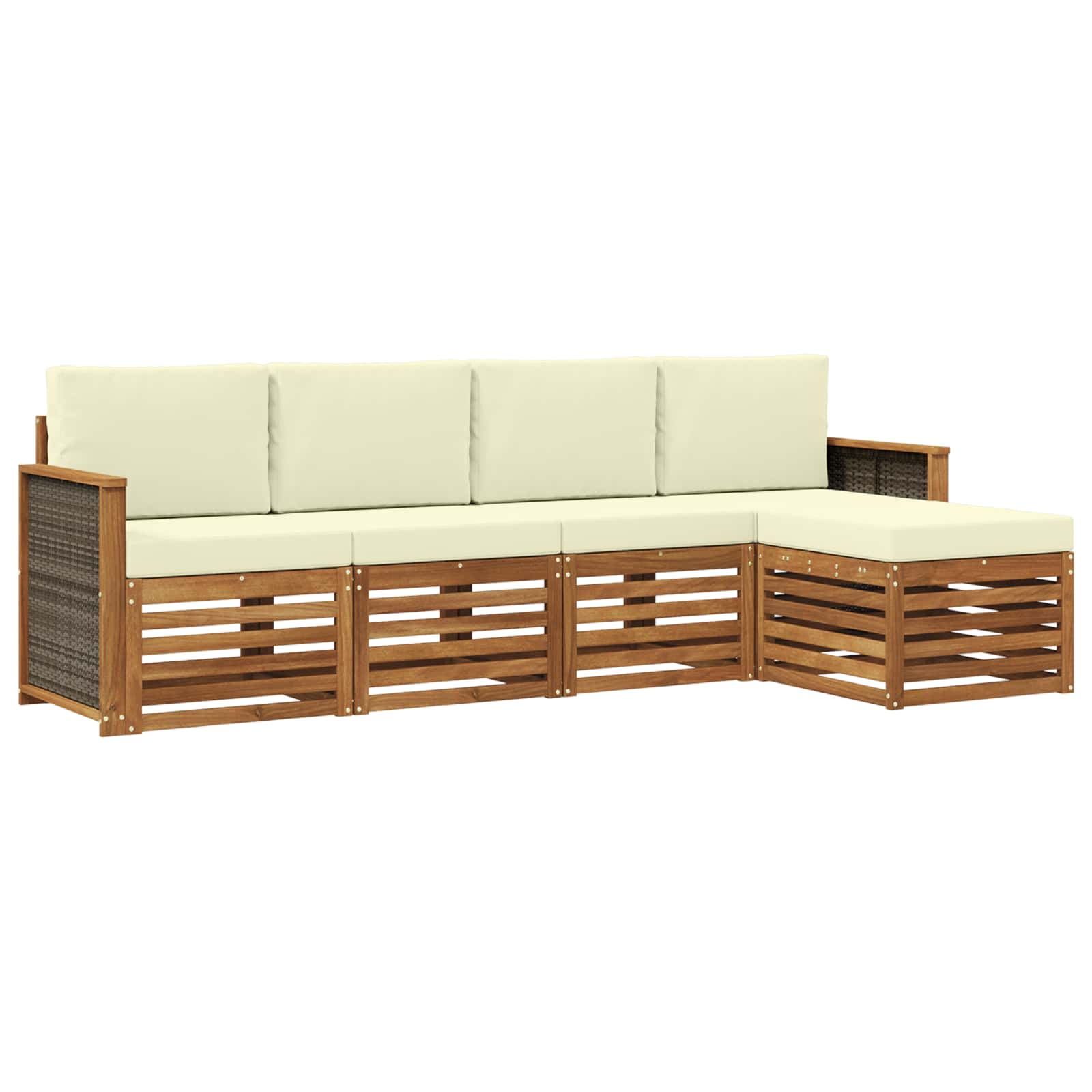 Buiten bankenset met kussen 5 pcs Natuurlijk en Crème is nu te koop bij PeponiXL, paradijselijk wonen!
