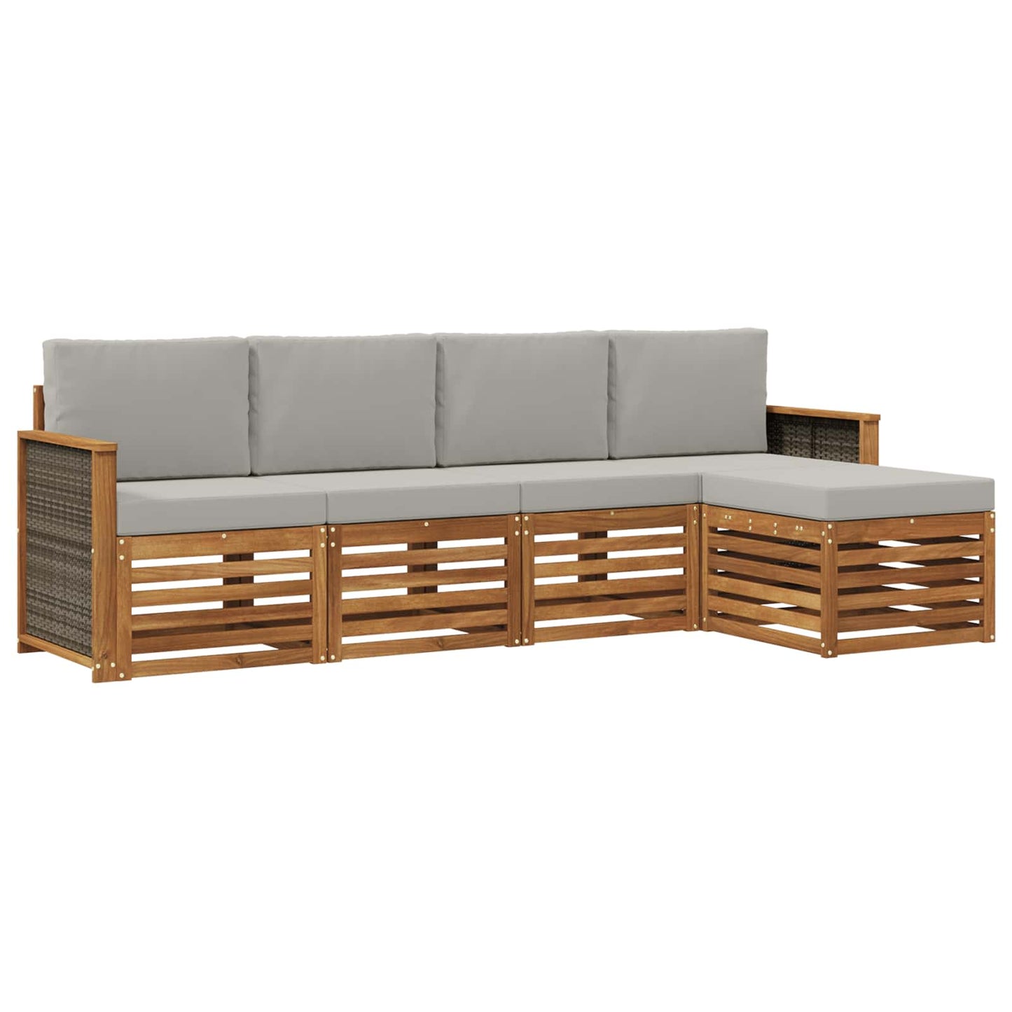 Buiten bankenset met kussen 5 pcs Naturel en lichtgrijs is nu te koop bij PeponiXL, paradijselijk wonen!