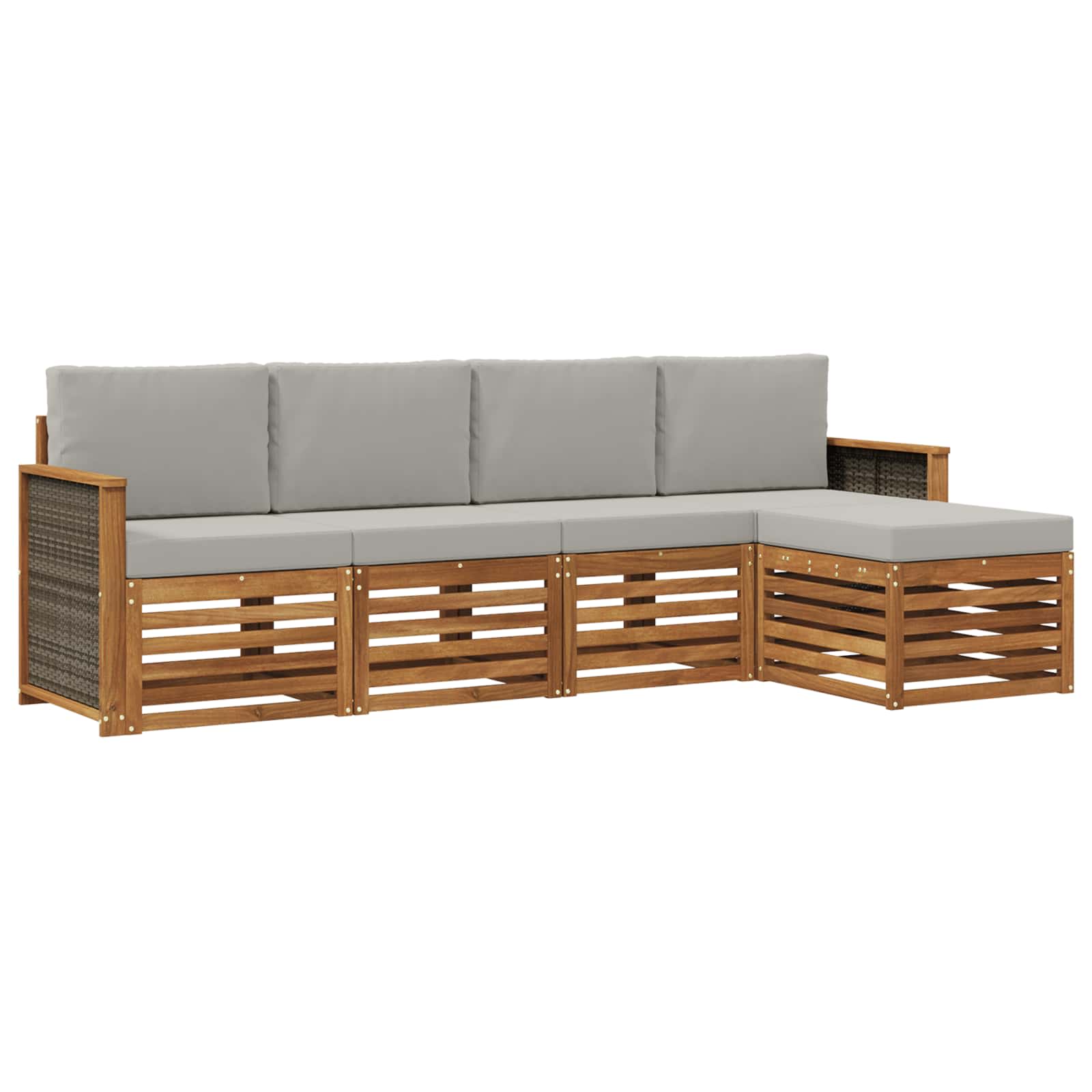 Buiten bankenset met kussen 5 pcs Naturel en lichtgrijs is nu te koop bij PeponiXL, paradijselijk wonen!