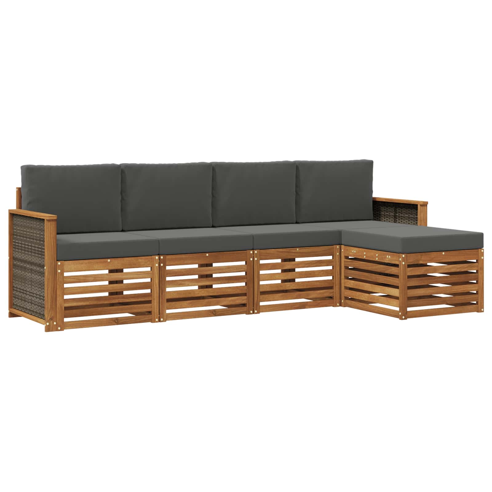 Buiten bankenset met kussen 5 pcs Natuurlijk en Antraciet is nu te koop bij PeponiXL, paradijselijk wonen!