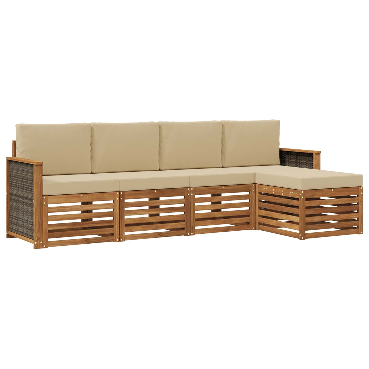 Buiten bankenset met kussen 5 pcs Natuurlijk en Beige is nu te koop bij PeponiXL, paradijselijk wonen!