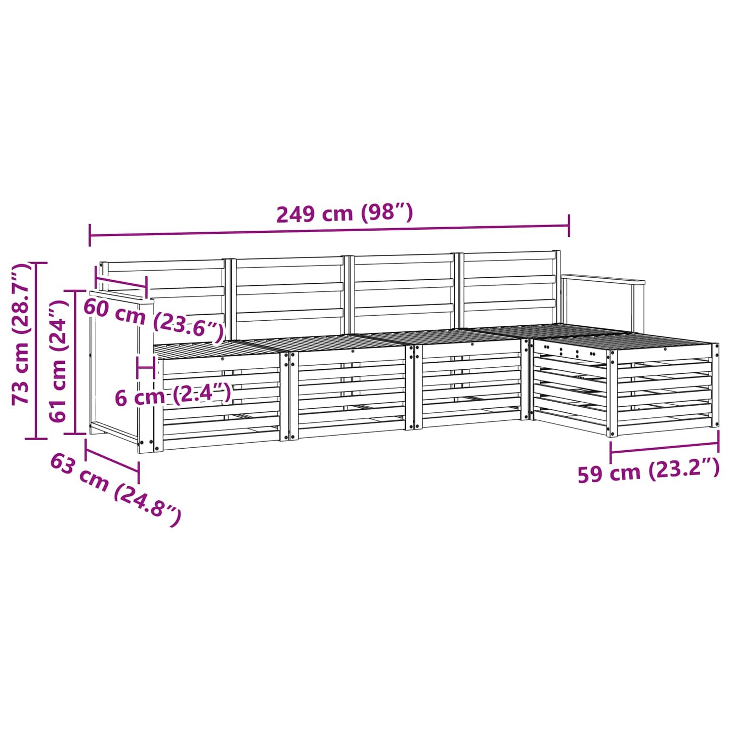 Buiten bankenset 5 pcs Naturel is nu te koop bij PeponiXL, paradijselijk wonen!