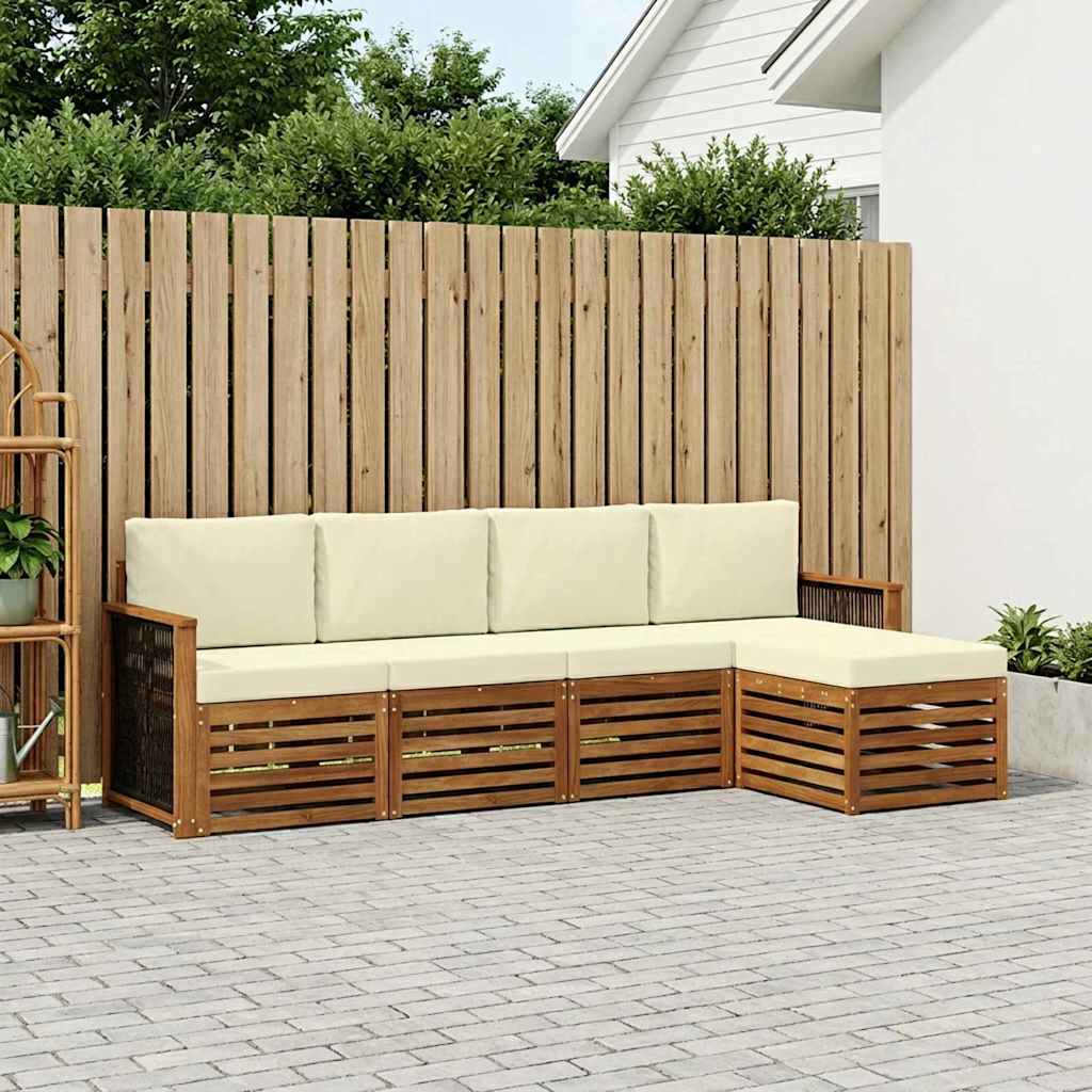 Buiten bankenset met kussen 5 pcs Natuurlijk en Crème is nu te koop bij PeponiXL, paradijselijk wonen!
