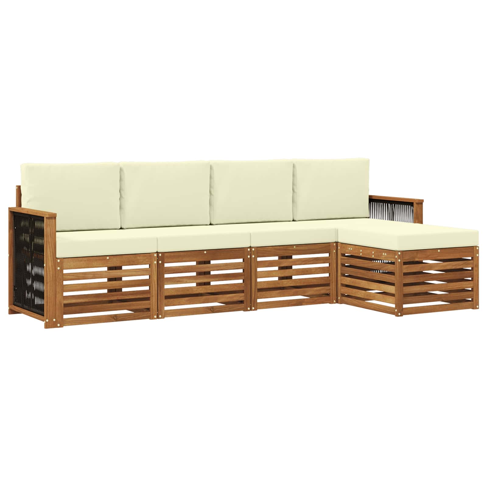 Buiten bankenset met kussen 5 pcs Natuurlijk en Crème is nu te koop bij PeponiXL, paradijselijk wonen!
