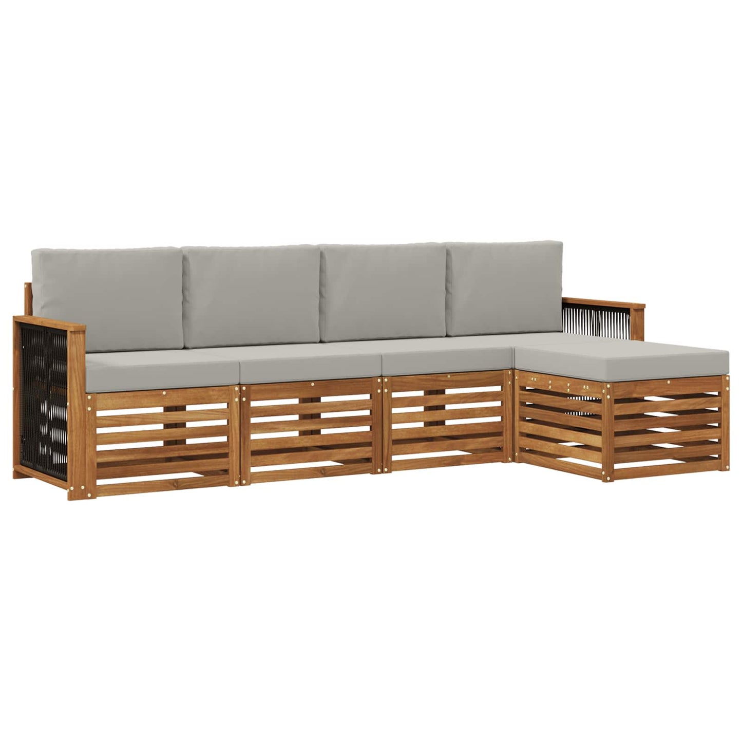 Buiten bankenset met kussen 5 pcs Naturel en lichtgrijs is nu te koop bij PeponiXL, paradijselijk wonen!
