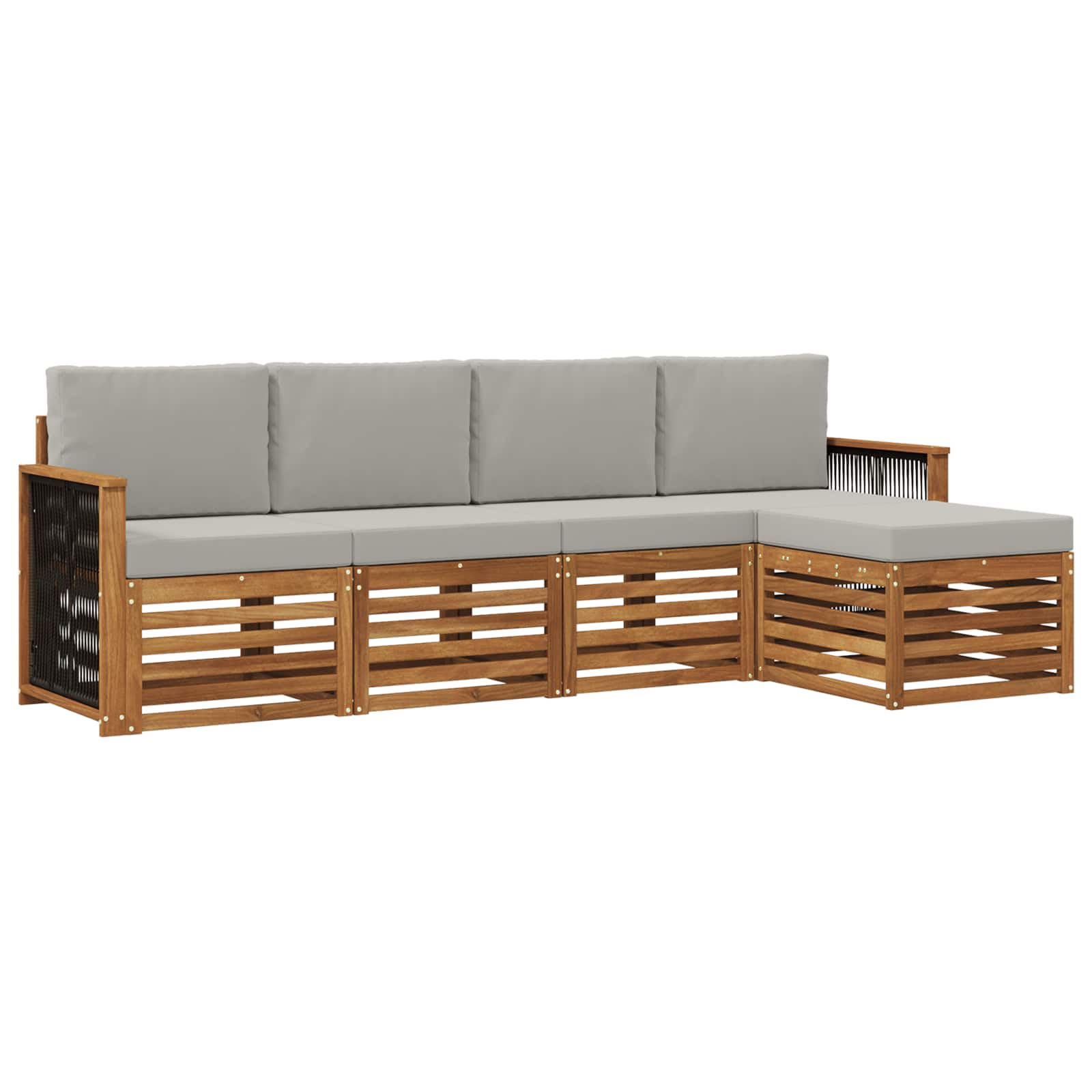 Buiten bankenset met kussen 5 pcs Naturel en lichtgrijs is nu te koop bij PeponiXL, paradijselijk wonen!