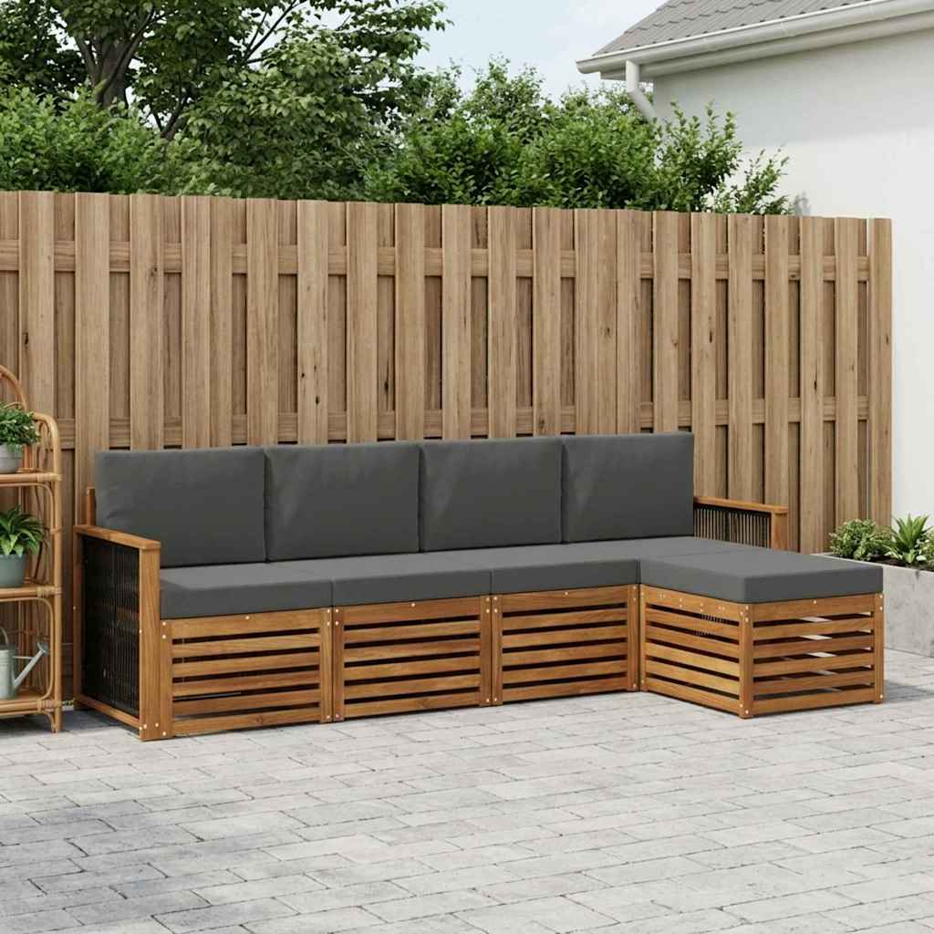 Buiten bankenset met kussen 5 pcs Natuurlijk en Antraciet is nu te koop bij PeponiXL, paradijselijk wonen!