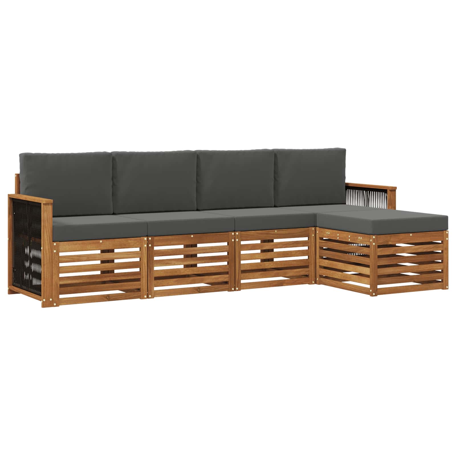 Buiten bankenset met kussen 5 pcs Natuurlijk en Antraciet is nu te koop bij PeponiXL, paradijselijk wonen!