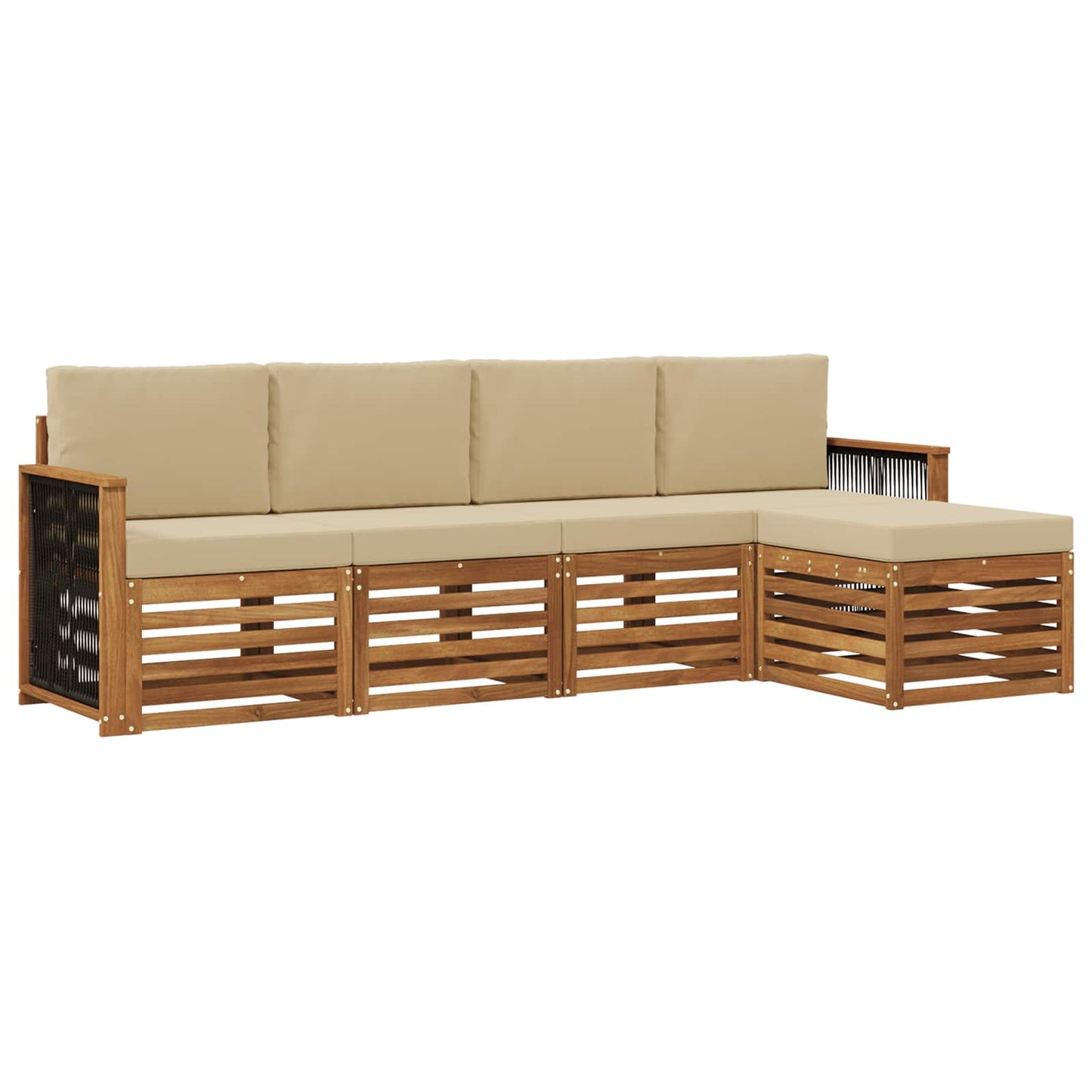 Buiten bankenset met kussen 5 pcs Natuurlijk en Beige is nu te koop bij PeponiXL, paradijselijk wonen!