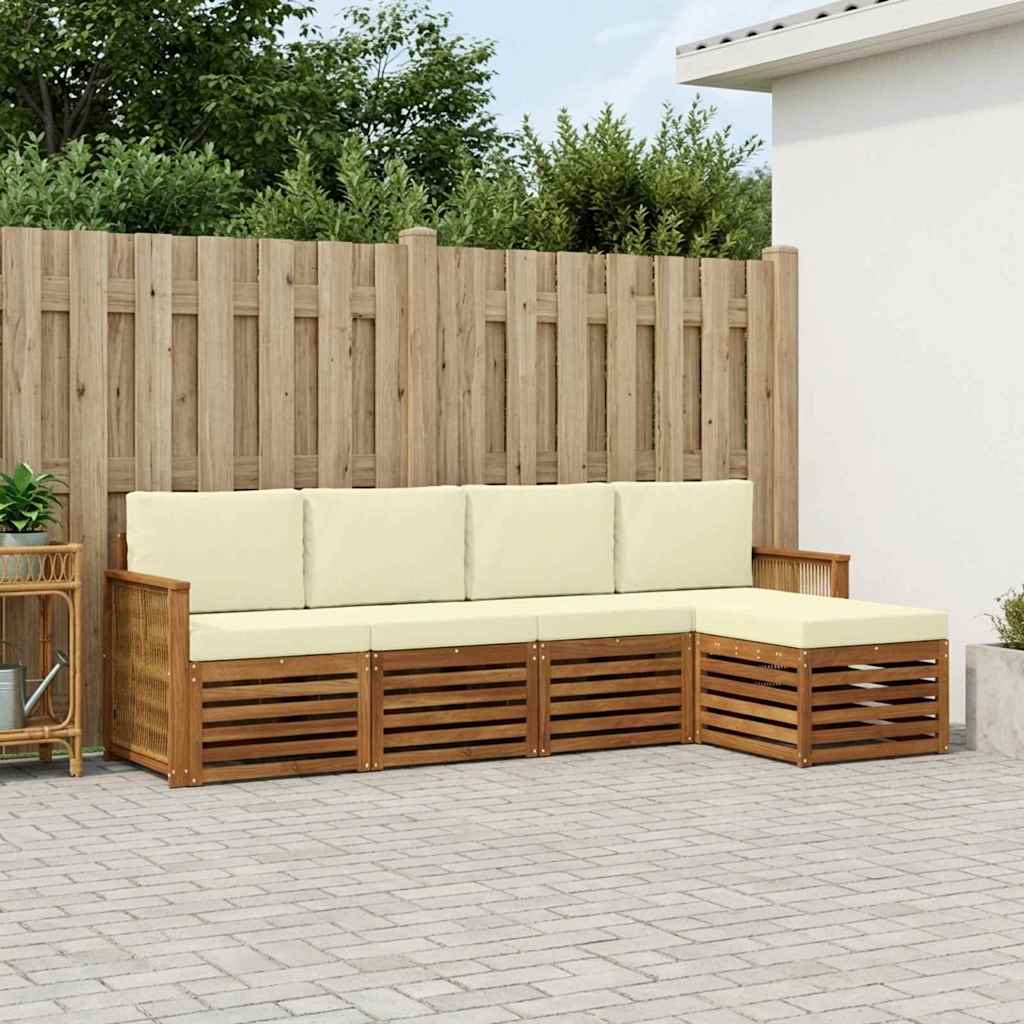 Buiten bankenset met kussen 5 pcs Natuurlijk en Crème is nu te koop bij PeponiXL, paradijselijk wonen!